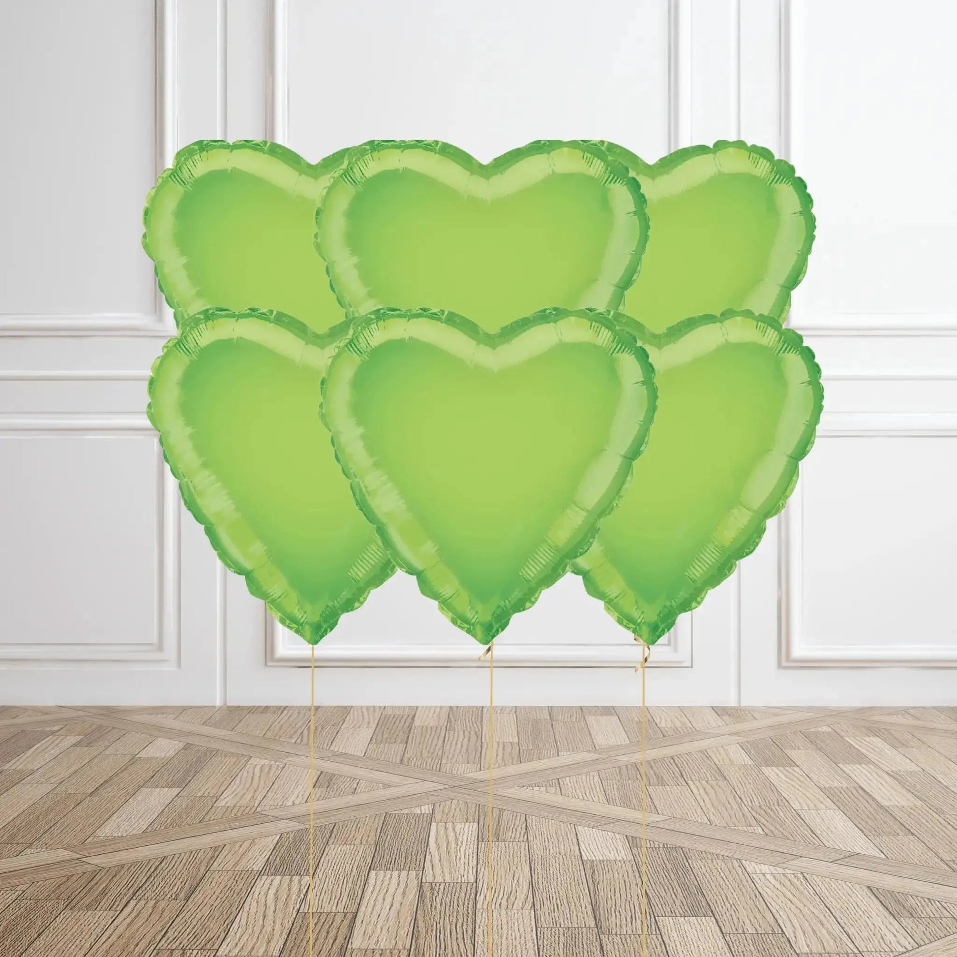 Helium Balloon Bouquet - Lime Green Hearts