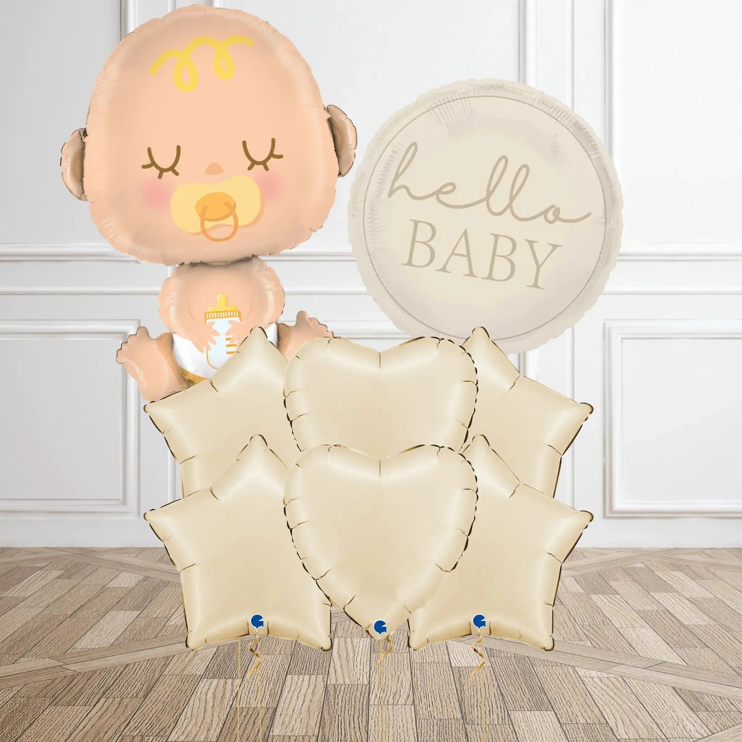 Helium Balloon Bouquet - Natural Baby | The Party Hut