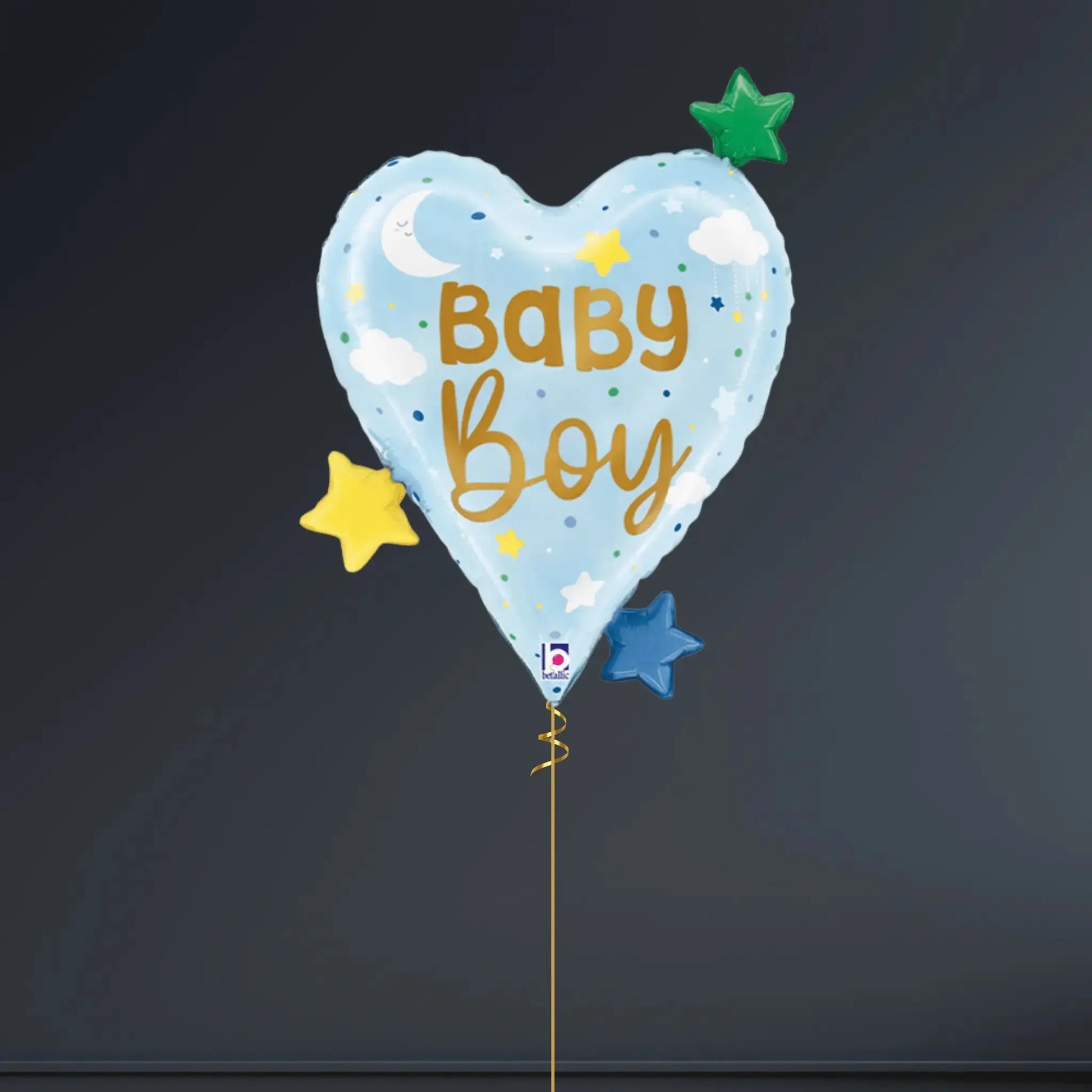 Helium Balloon Bouquet - Welcome Baby Boy Hearts