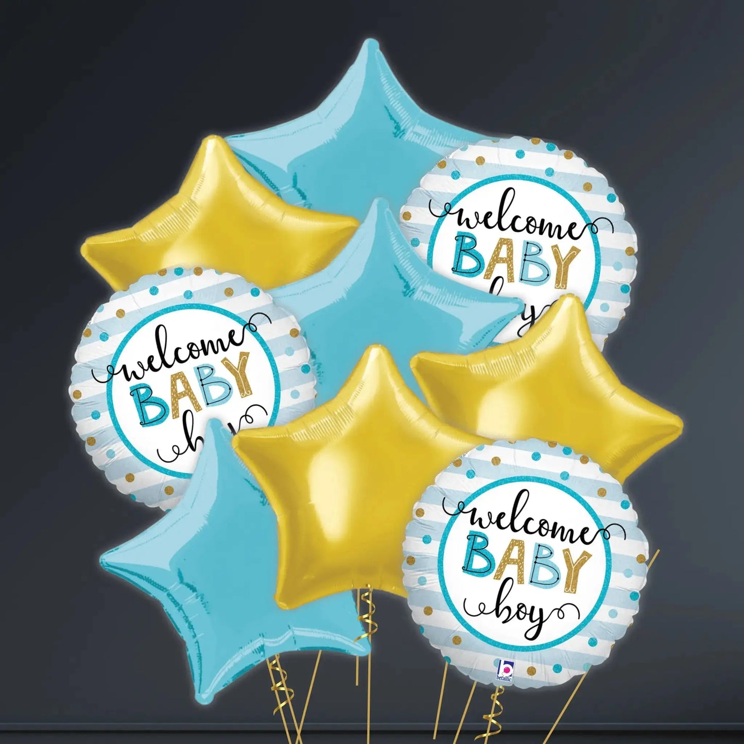 Helium Balloon Bouquet - Welcome Baby Boy | The Party Hut