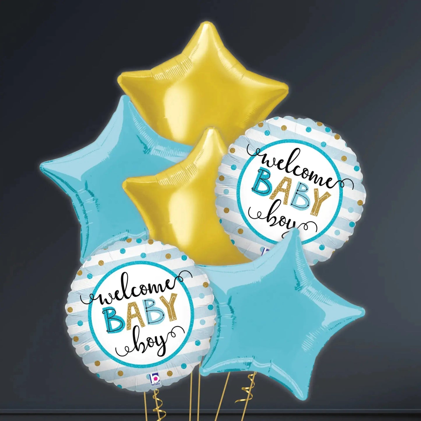 Helium Balloon Bouquet - Welcome Baby Boy | The Party Hut