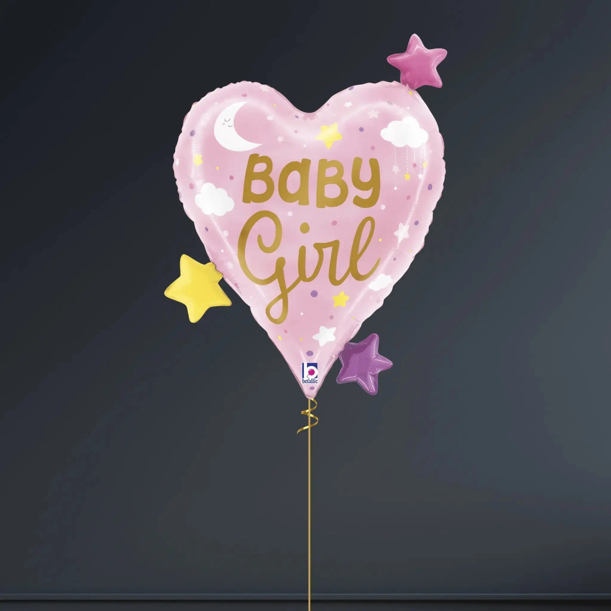 Helium Balloon Bouquet - Welcome Baby Girl Hearts