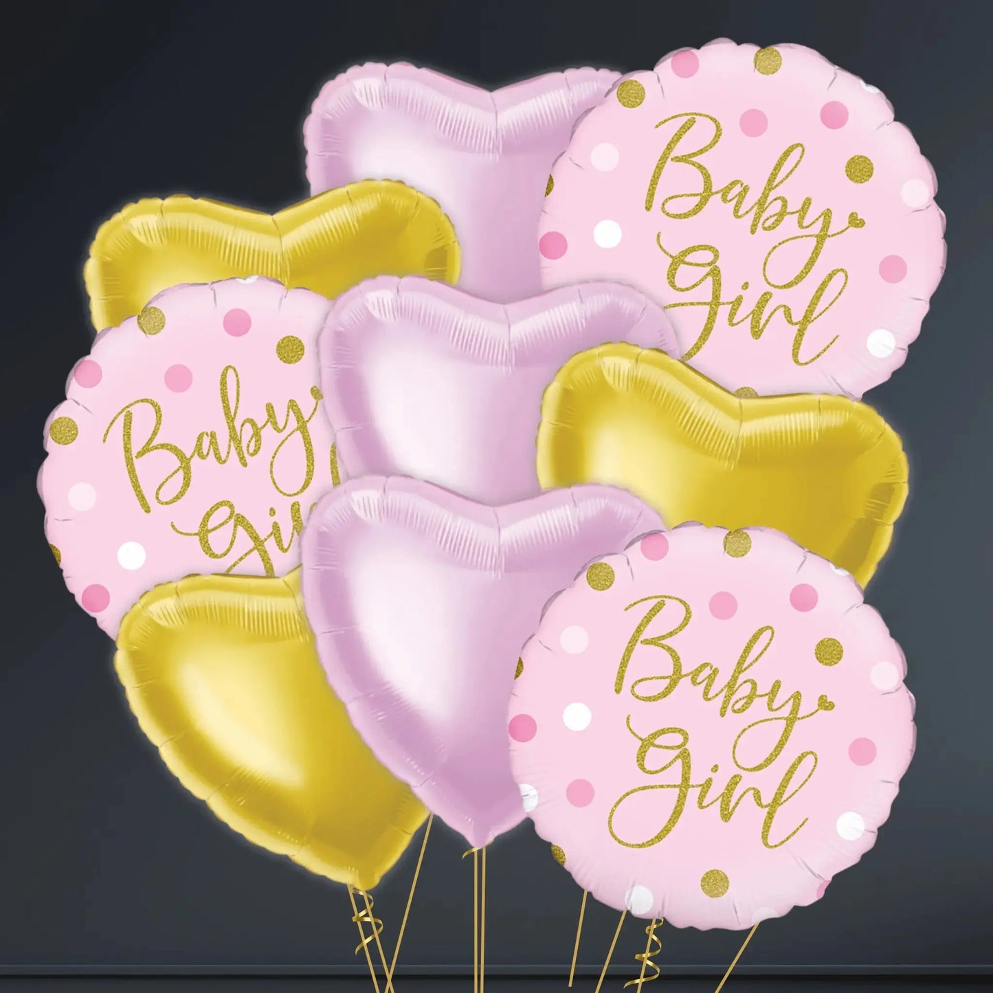 Helium Balloon Bouquet - Welcome Baby Girl Sparkles | The Party Hut
