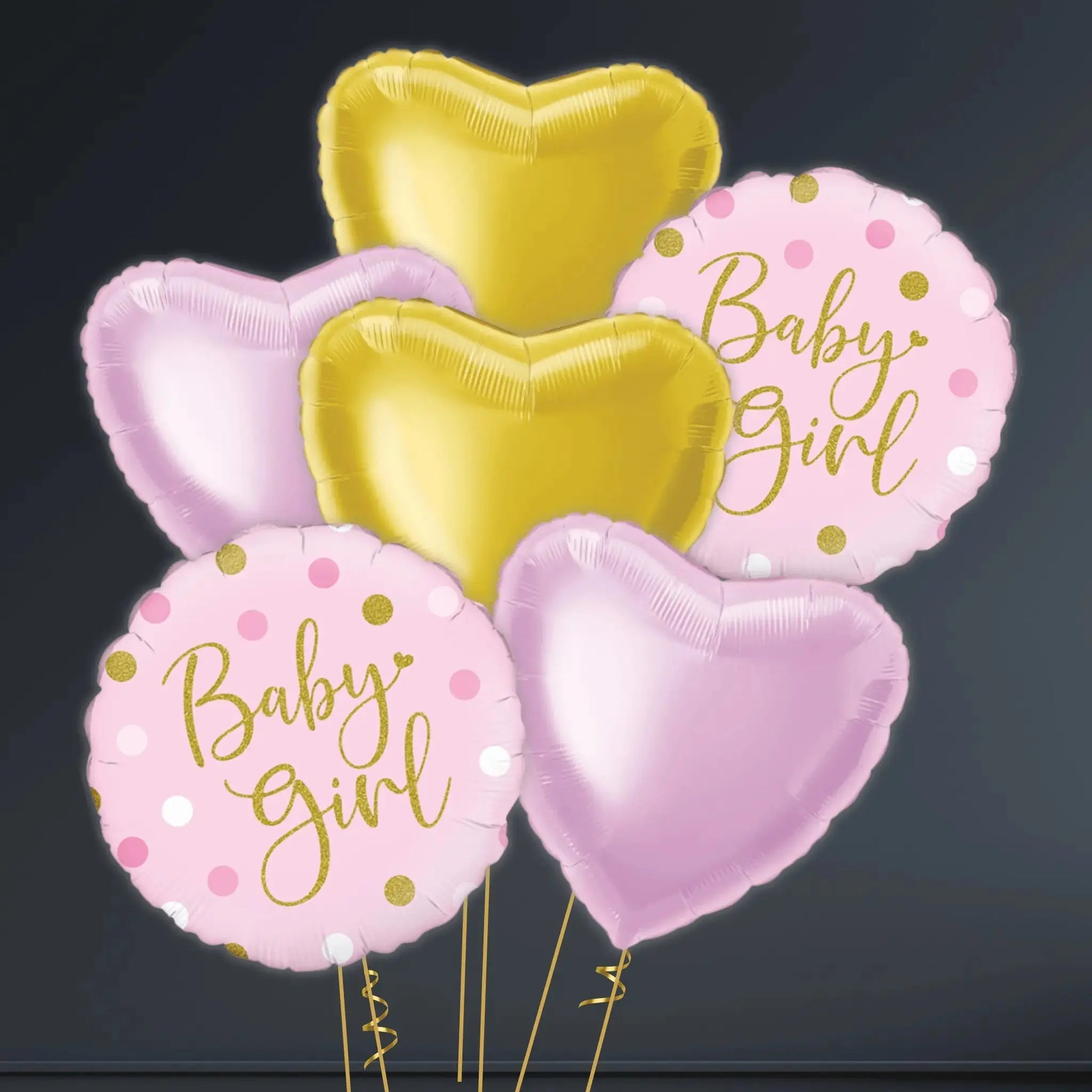 Helium Balloon Bouquet - Welcome Baby Girl Sparkles