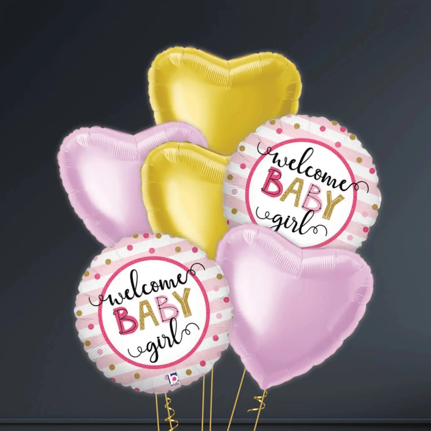 Helium Balloon Bouquet - Welcome Baby Girl | The Party Hut