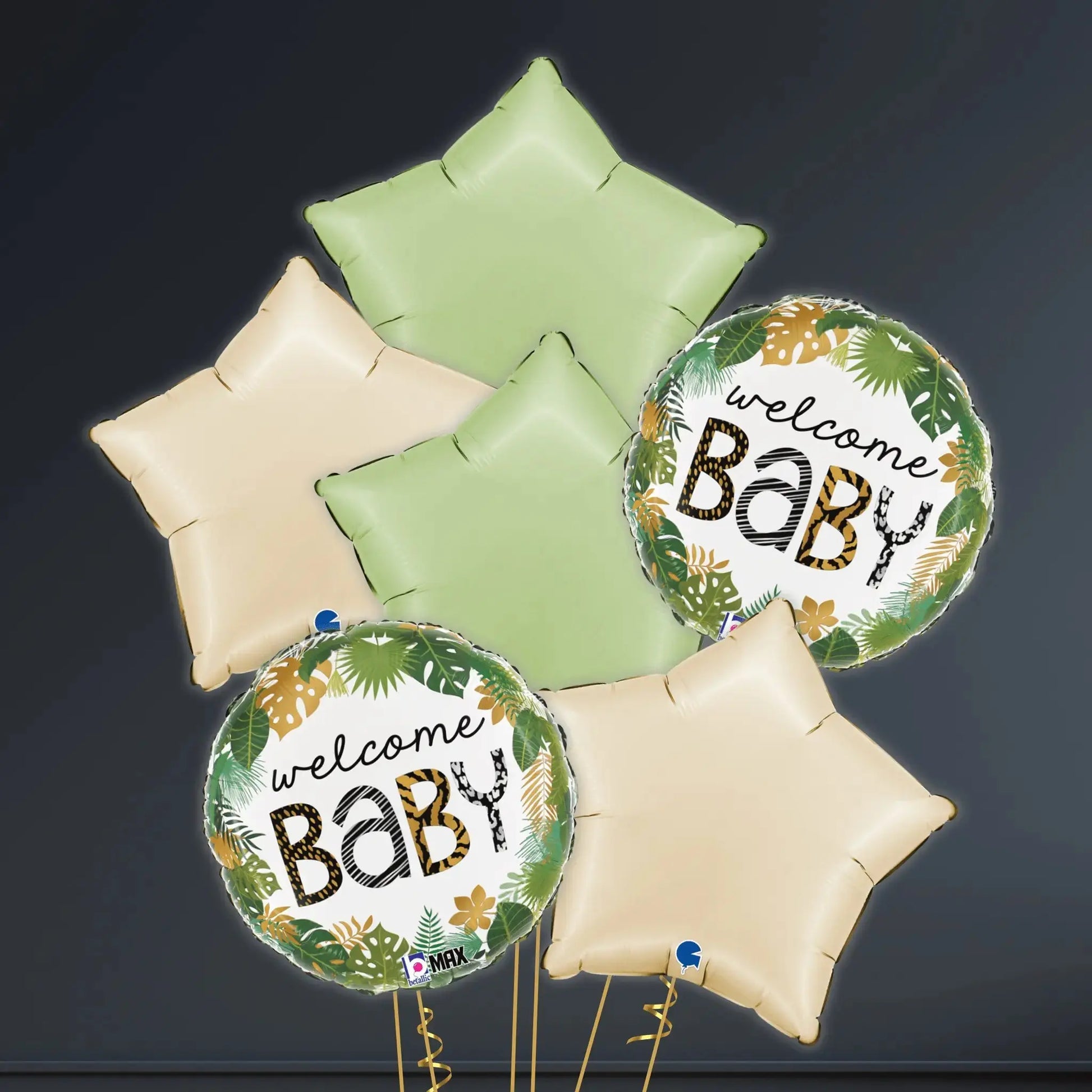 Helium Balloon Bouquet - Welcome Baby Jungle