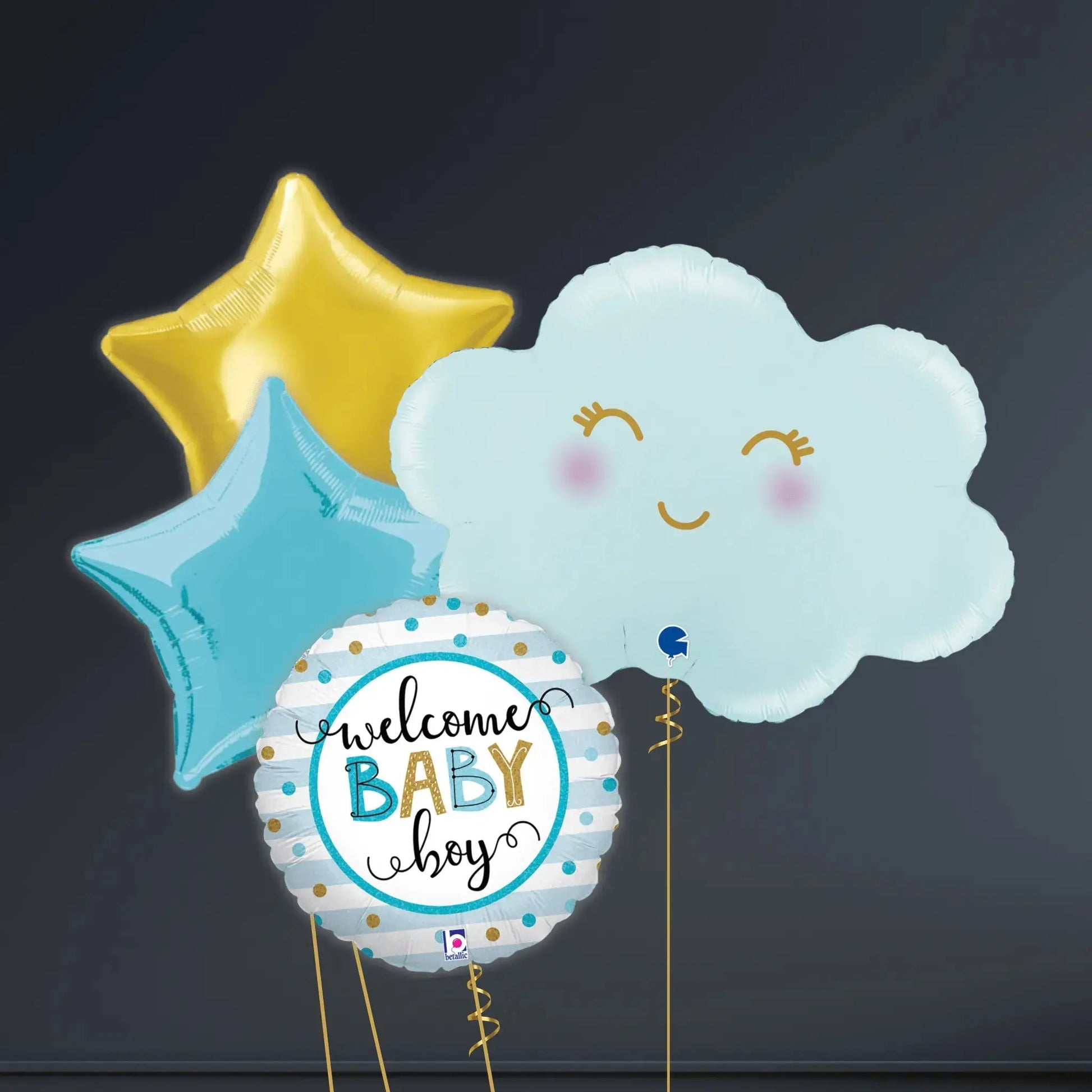 Helium Balloon Bouquet – Welcome Baby Boy & Cloud