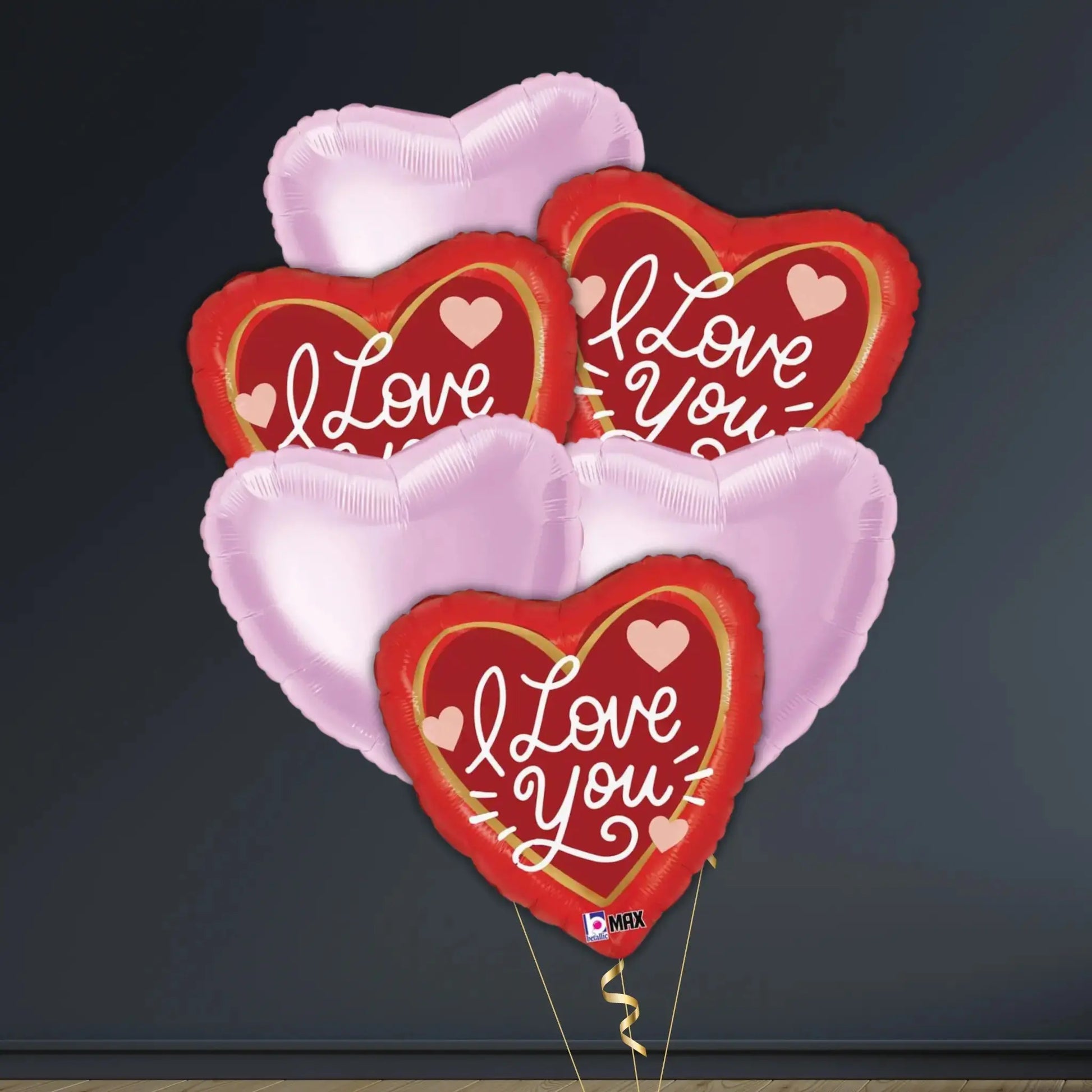 Red heart I Love You Balloon Package - Helium Filled