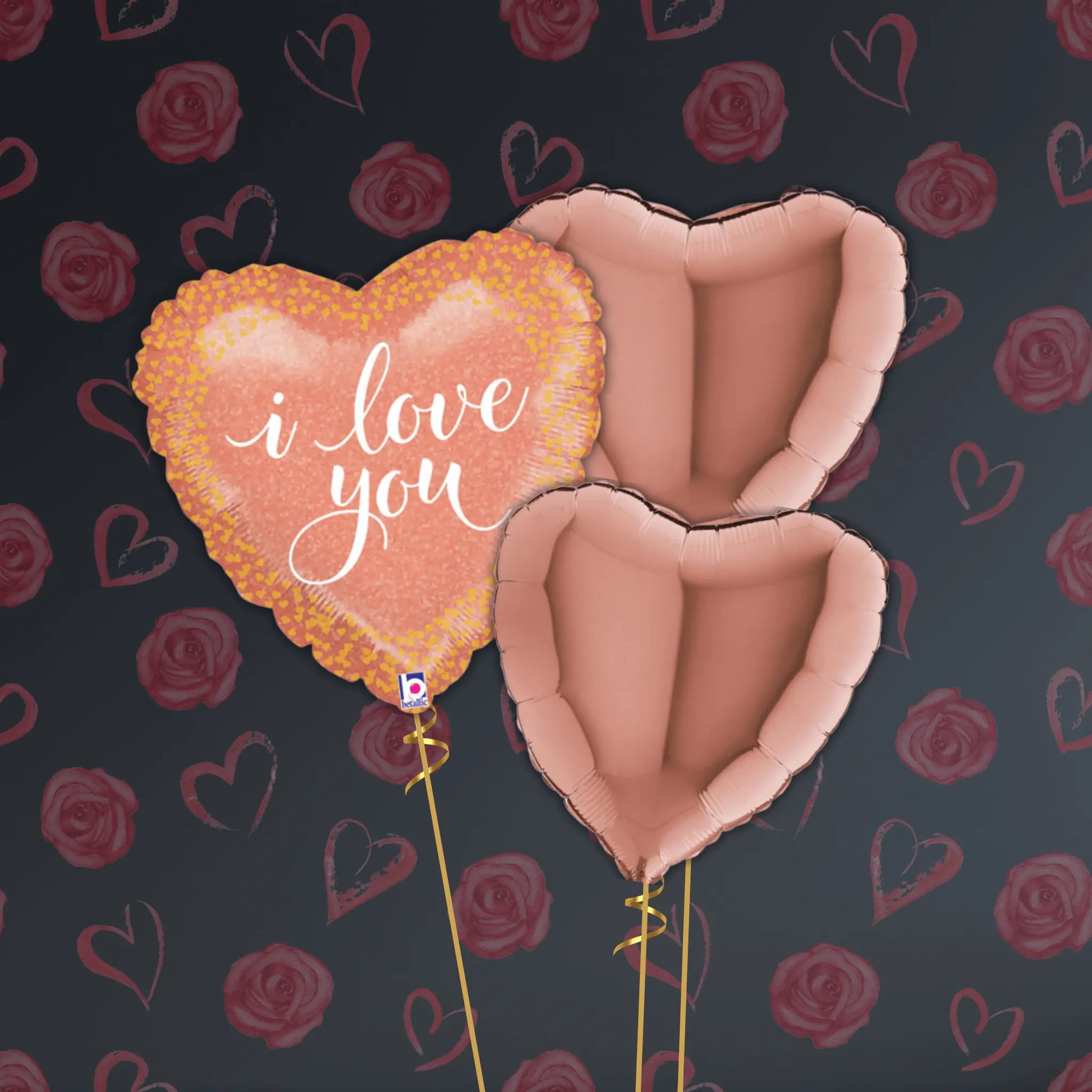 Glitter I Love You Balloon Package - Helium Filled