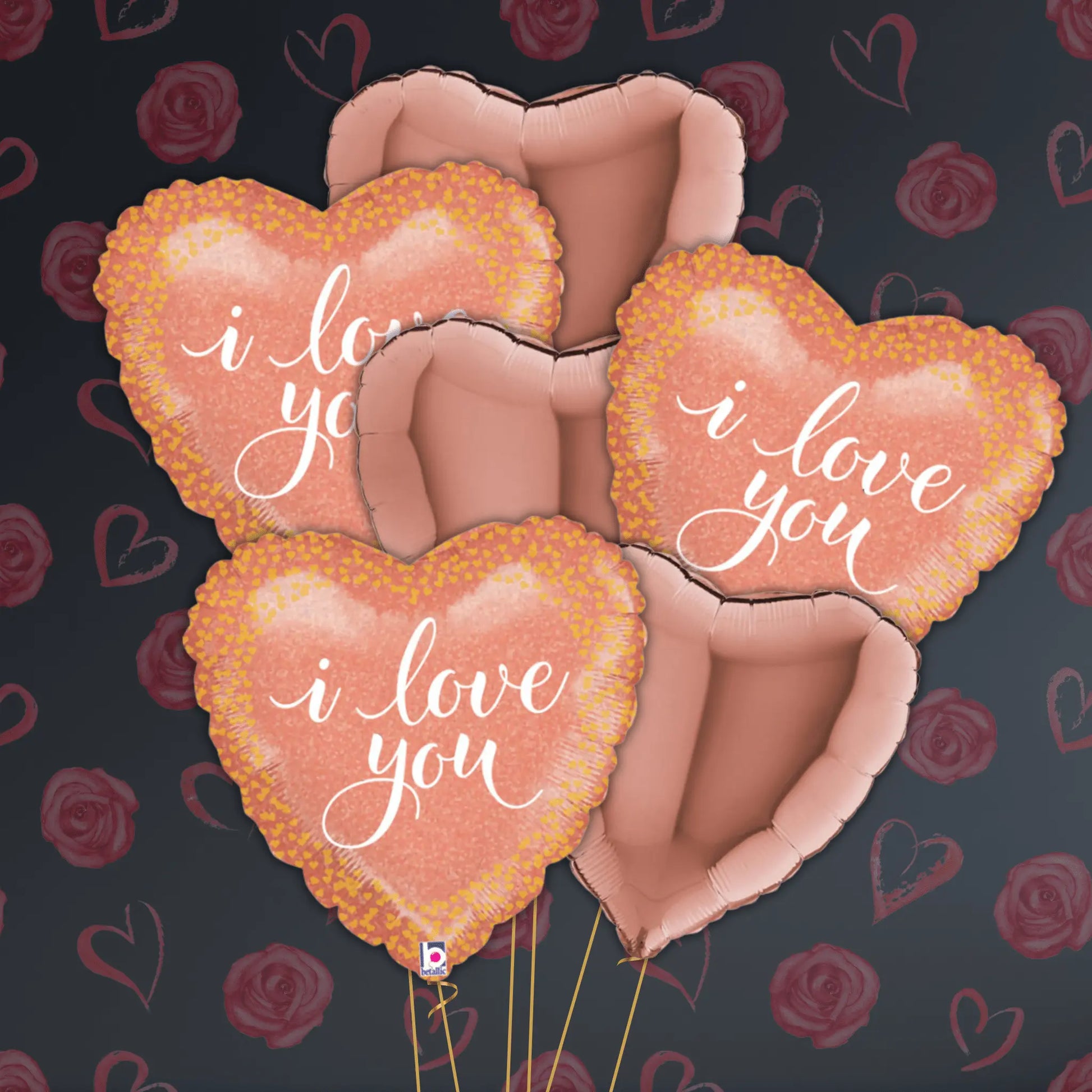 Glitter I Love You Balloon Package - Helium Filled