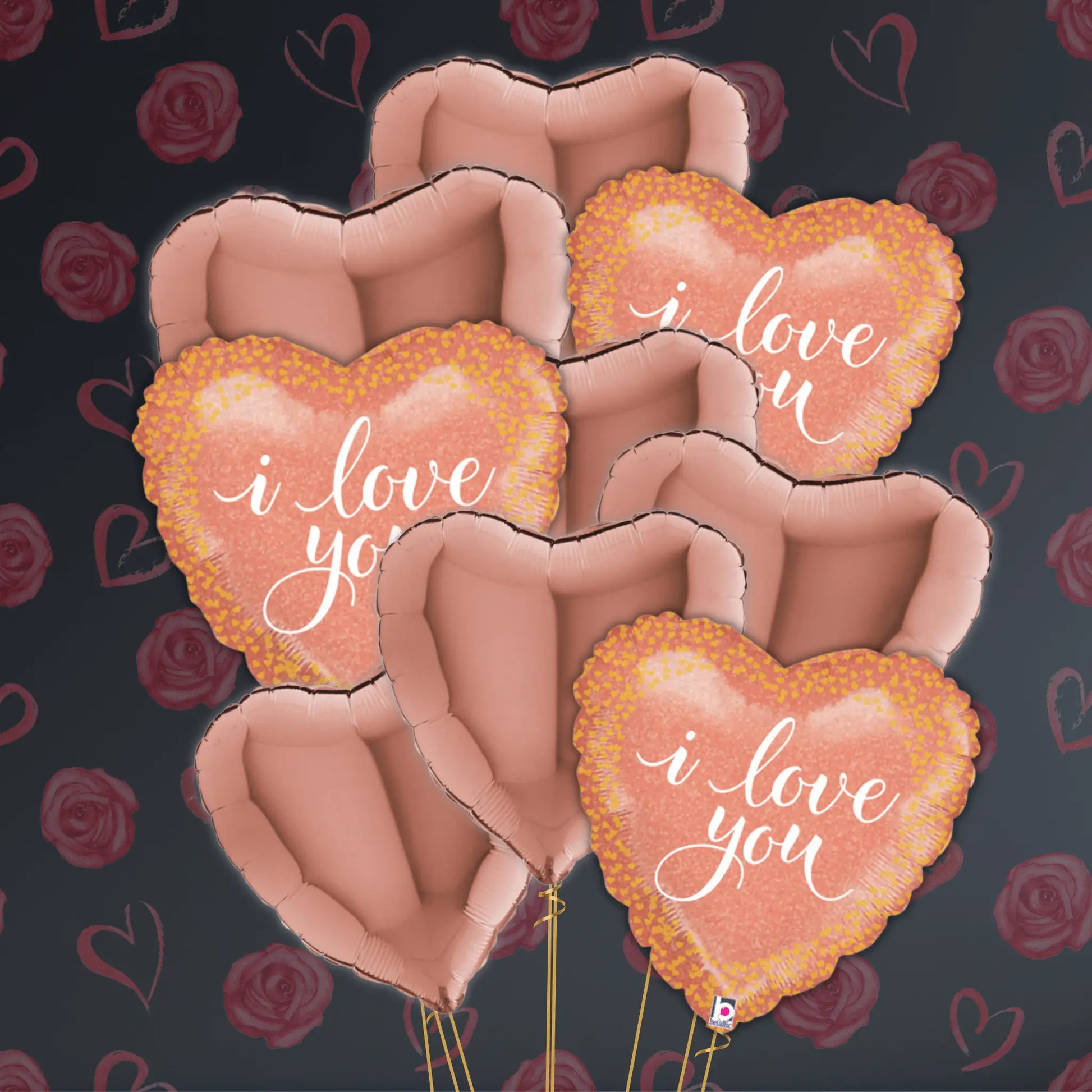 Glitter I Love You Balloon Package - Helium Filled