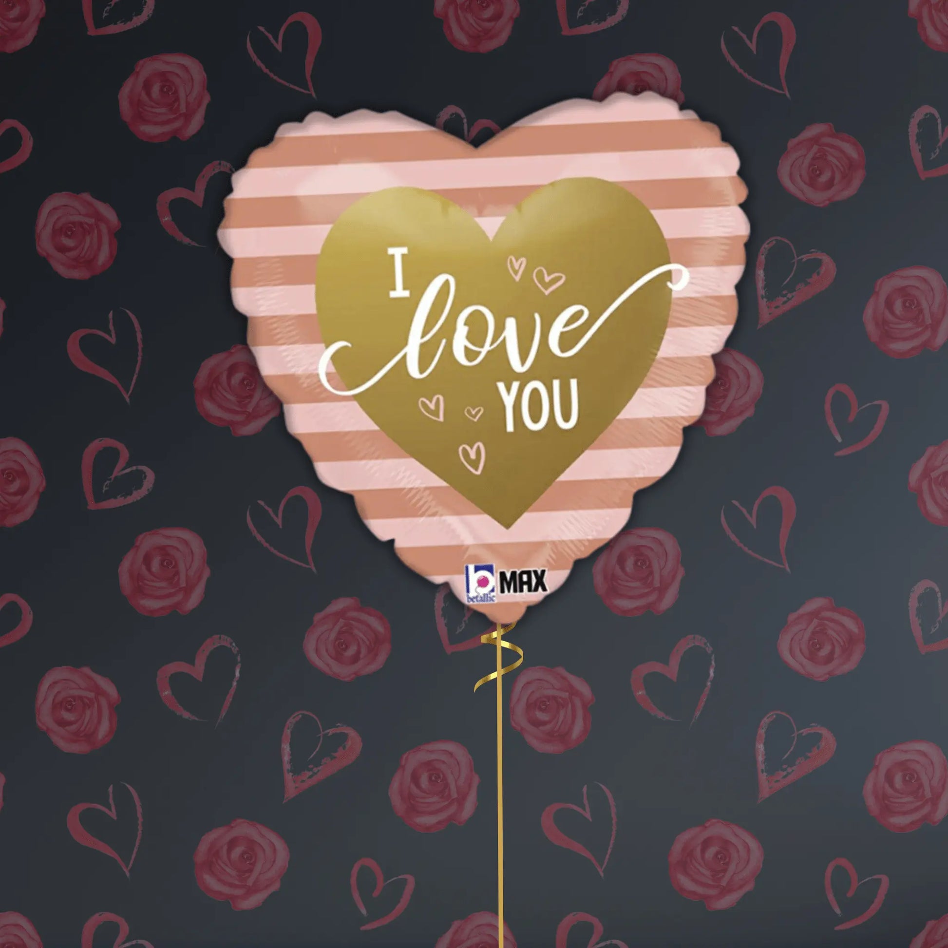 Rose Gold I Love You Balloon Package - Helium Filled