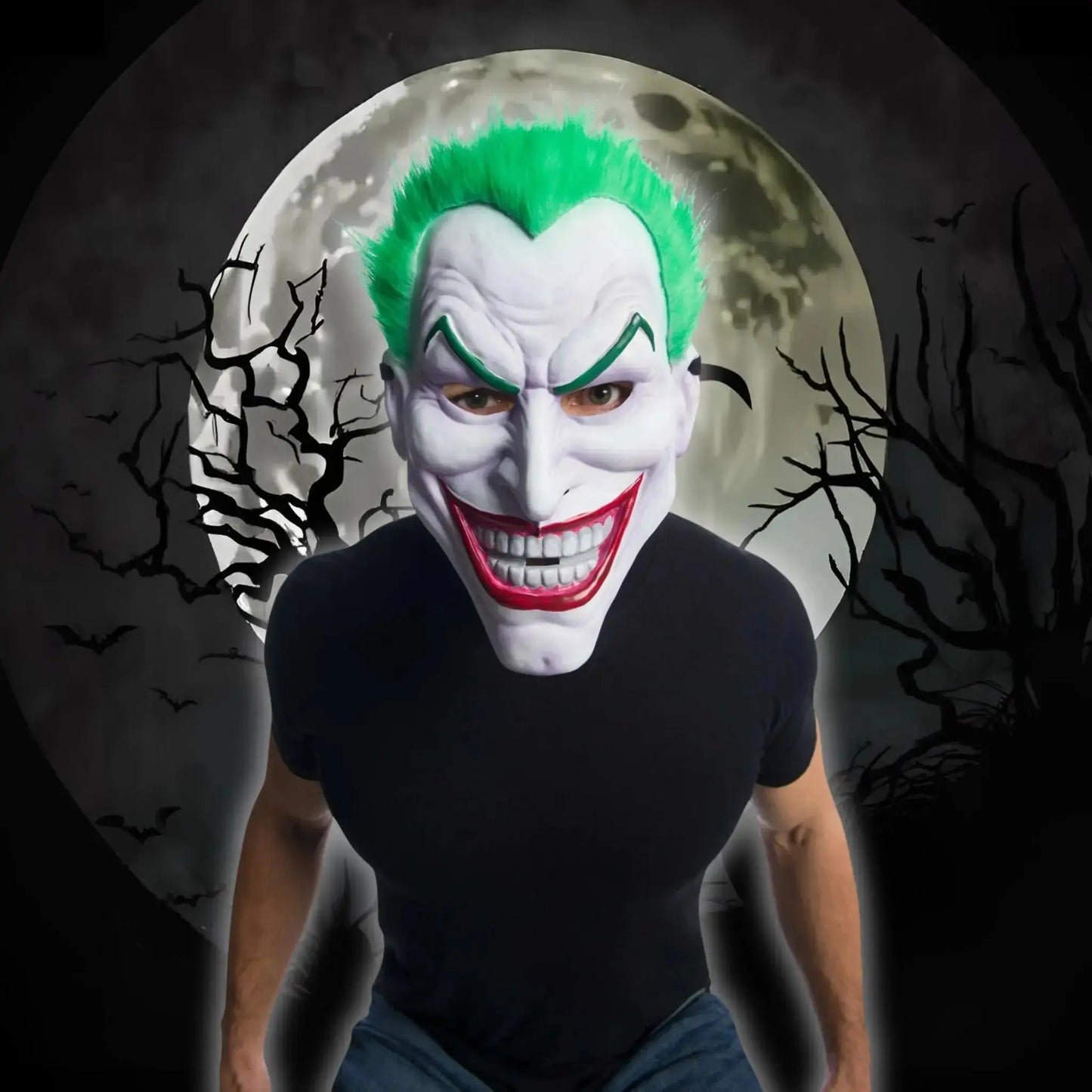 Joker Vacuform Mask with Plush Hair | The Party Hut