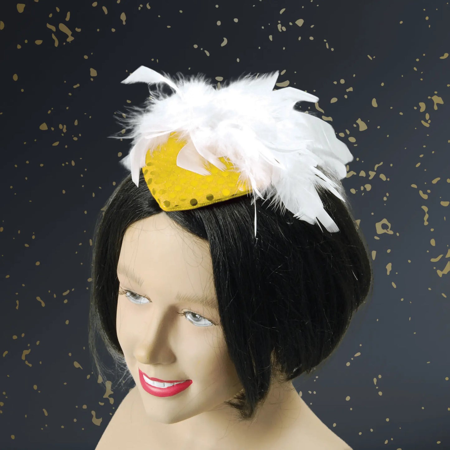 Ladies’ Gold Sequin Hat with Feather – Glamorous Fancy Dress | The Party Hut