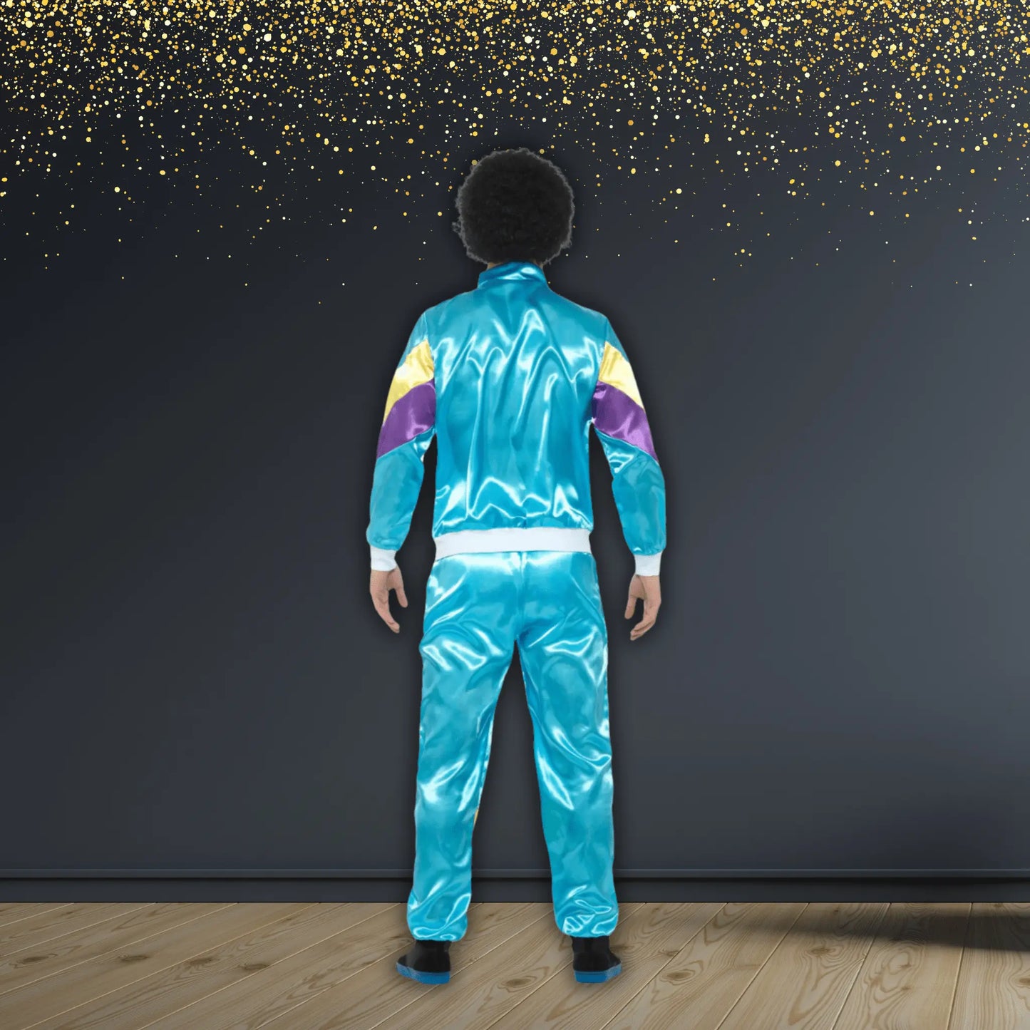Men's 80s Retro Tracksuit Costume – Blue & Neon | The Party Hut