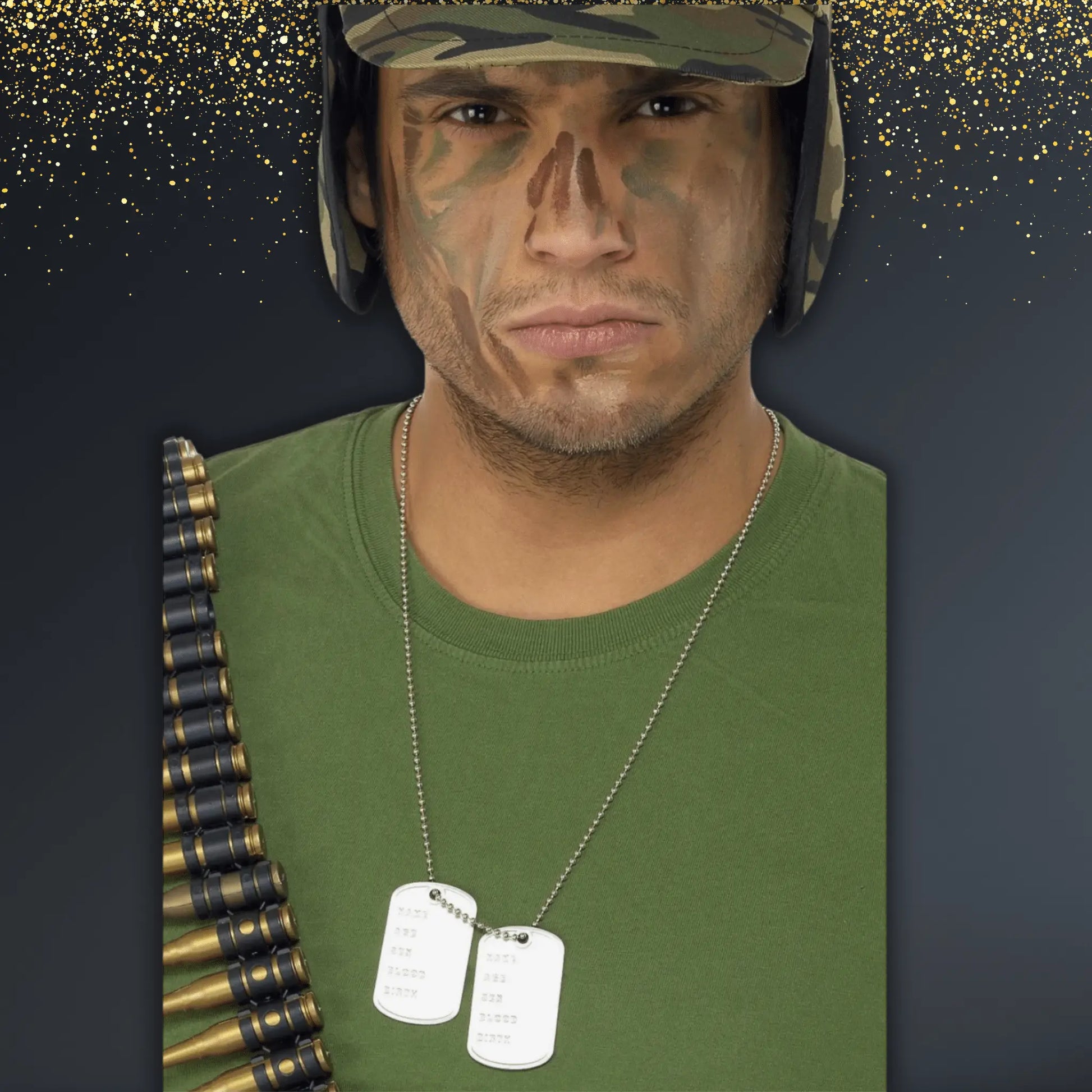 Military-Style Silver Dog Tags with Chain