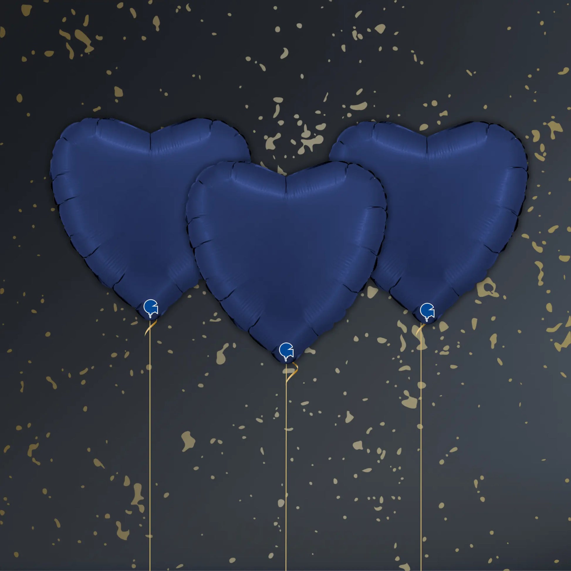 Navy Blue Heart Balloon Package - Helium Filled