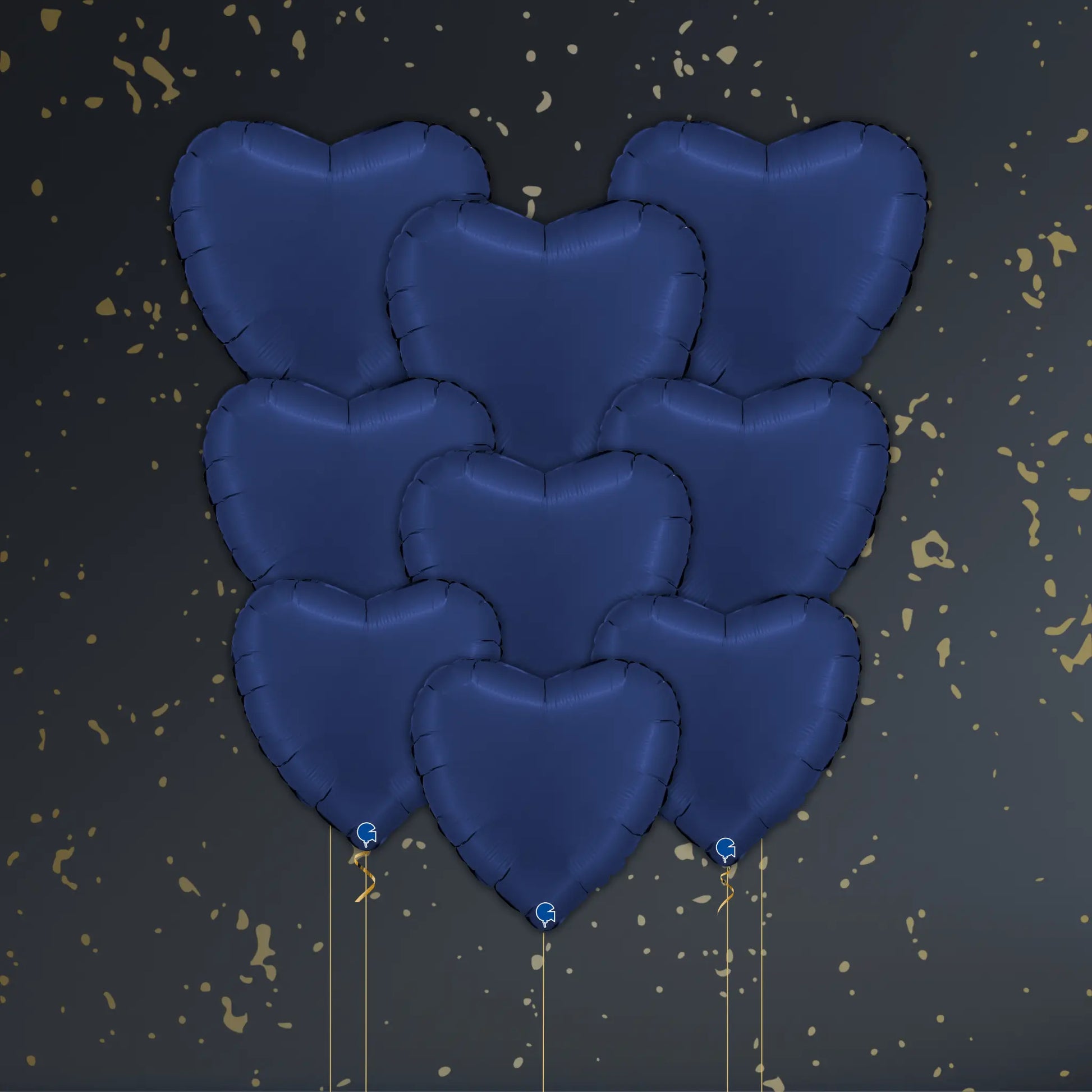 Navy Blue Heart Balloon Package - Helium Filled