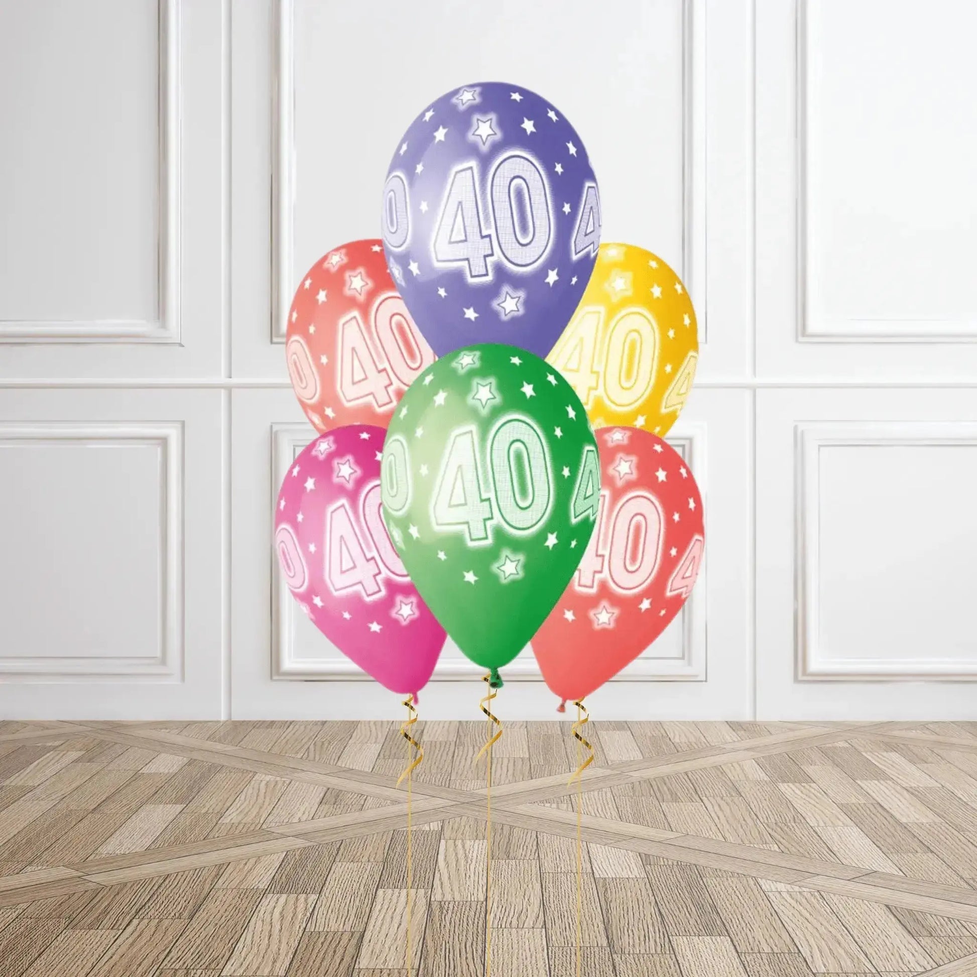 Pack of 6 40th Birthday Balloons - Helium Option Available