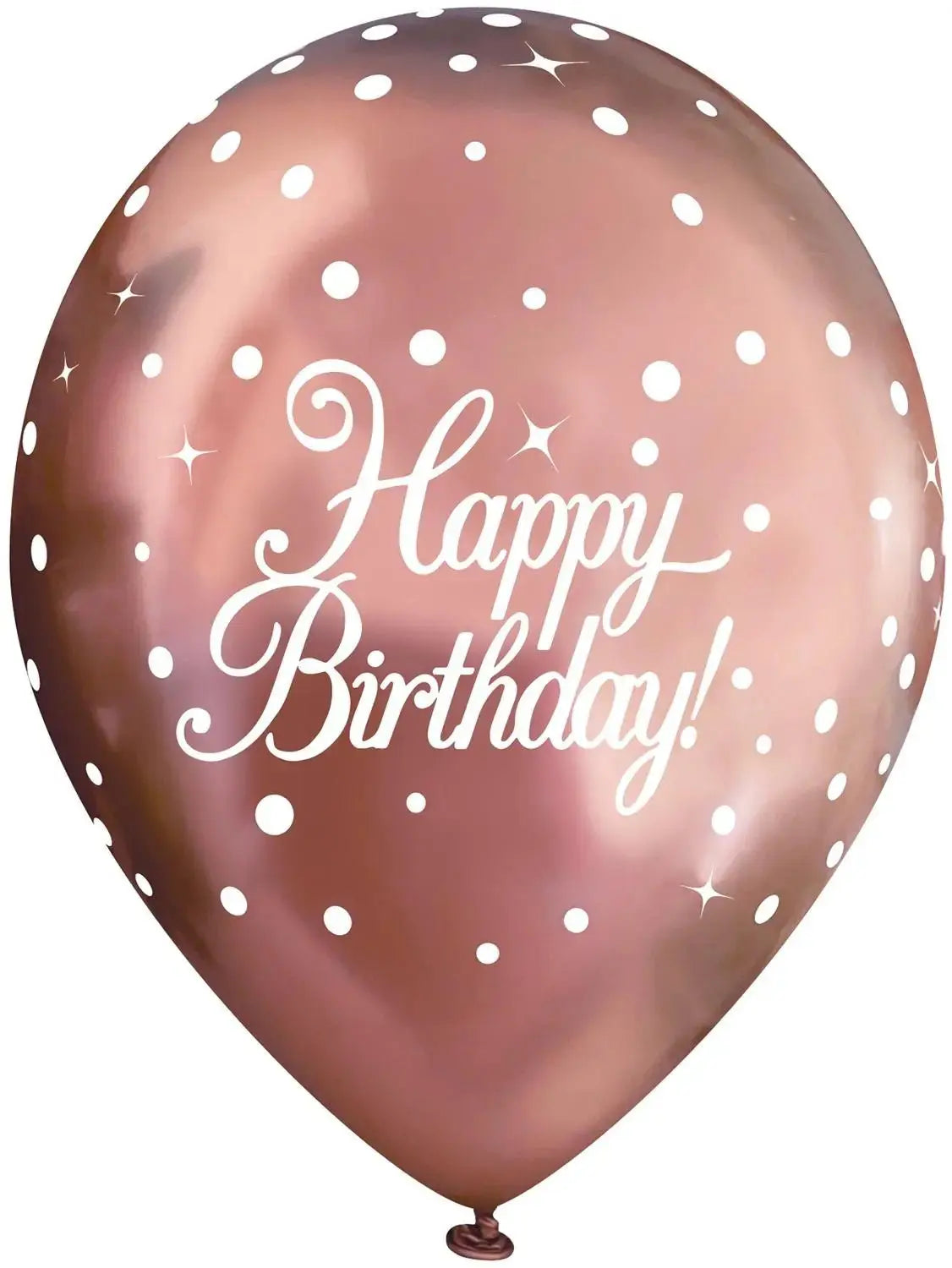 Pack of 6 Rose Gold Birthday Balloons - Helium Option Available