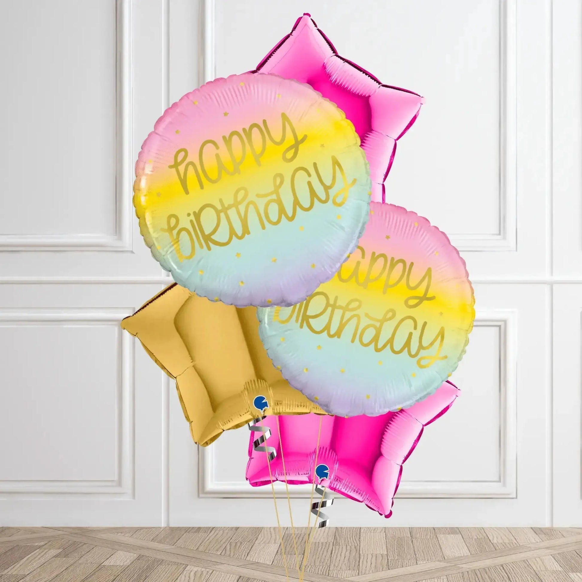 Pastel Ombre "Happy Birthday" Balloon Bouquet