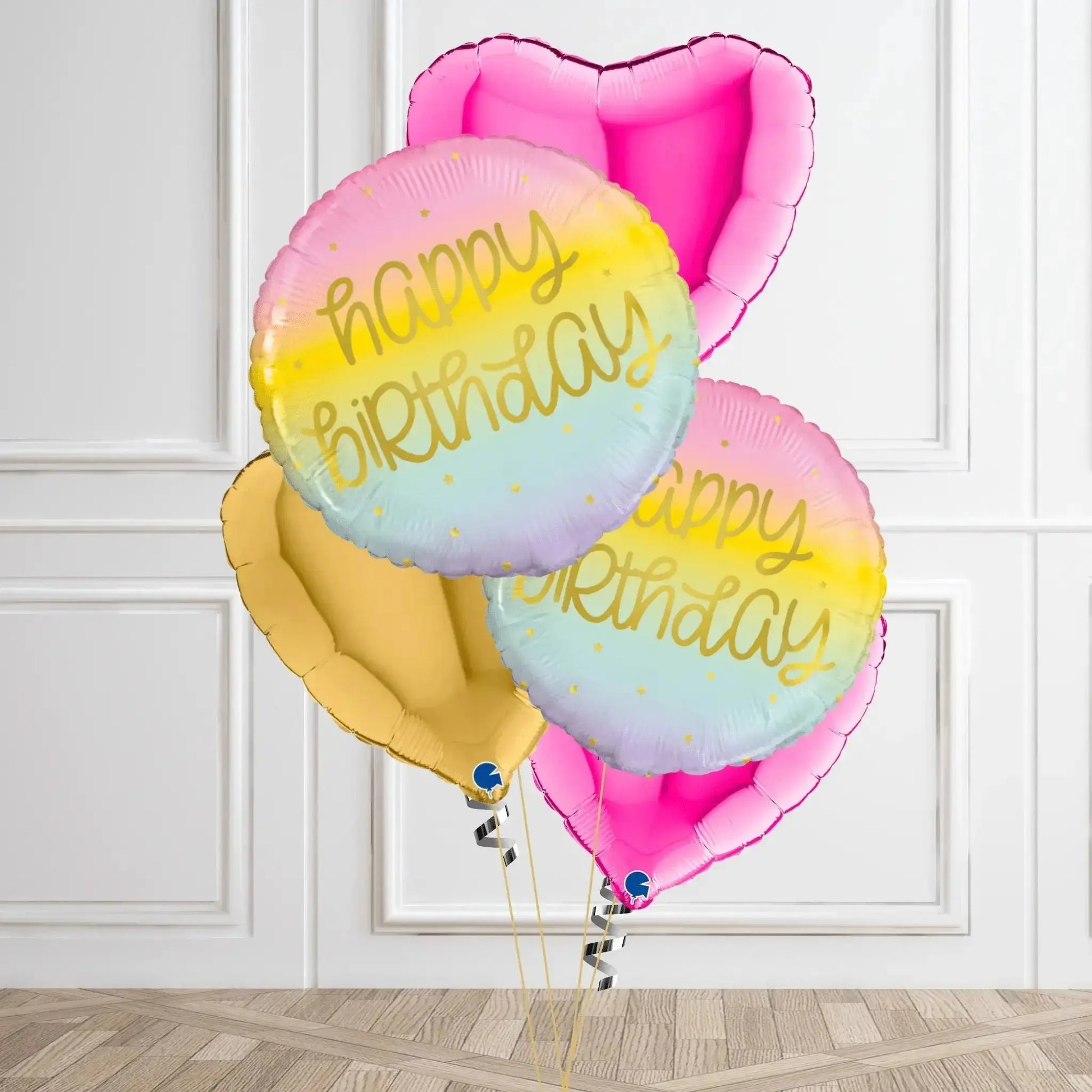 Pastel Ombre "Happy Birthday" Balloon Bouquet