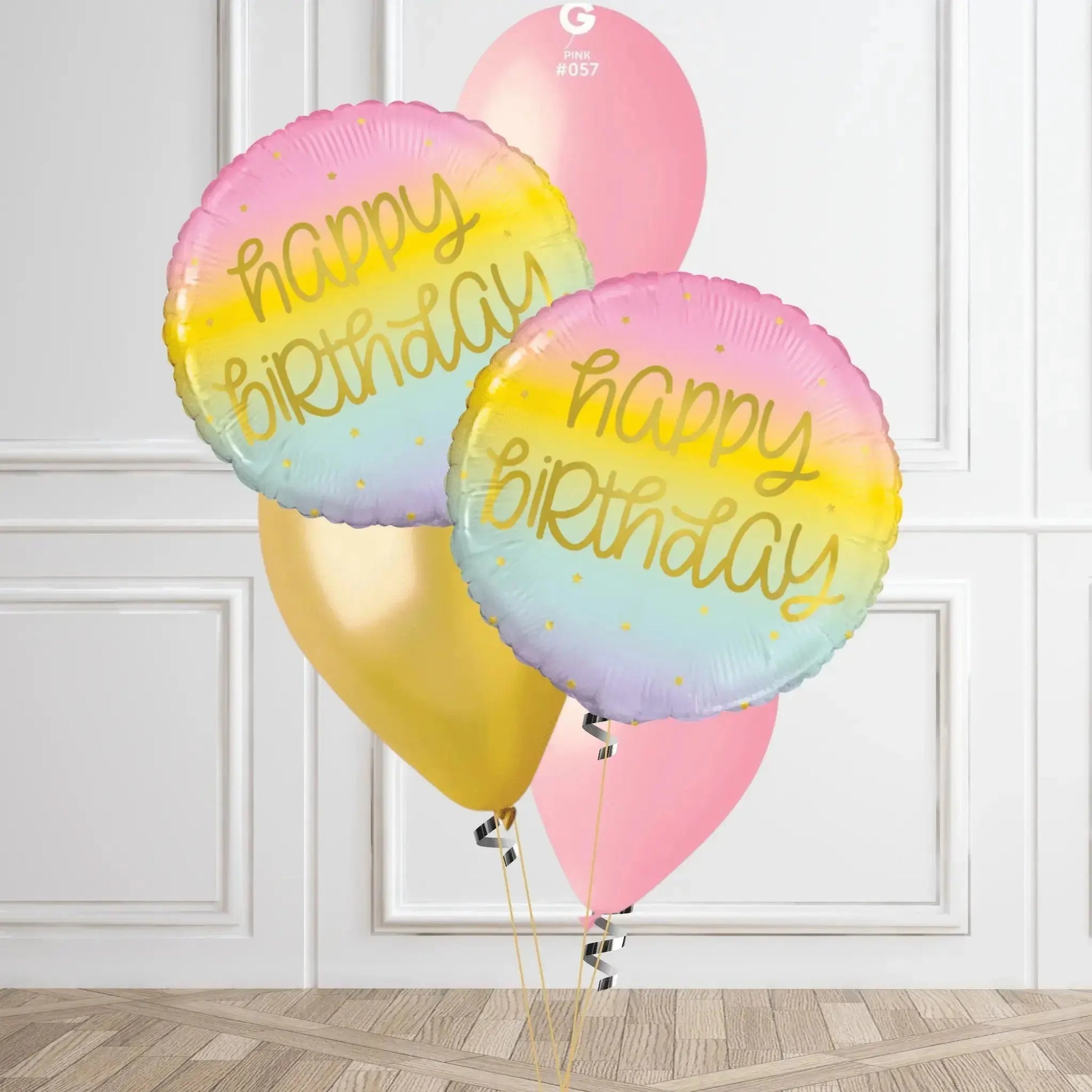Pastel Ombre "Happy Birthday" Balloon Bouquet