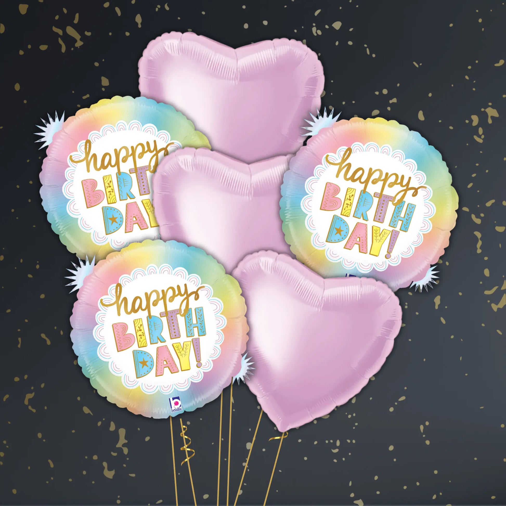 opal Pastel Birthday Balloon Package - Helium Filled