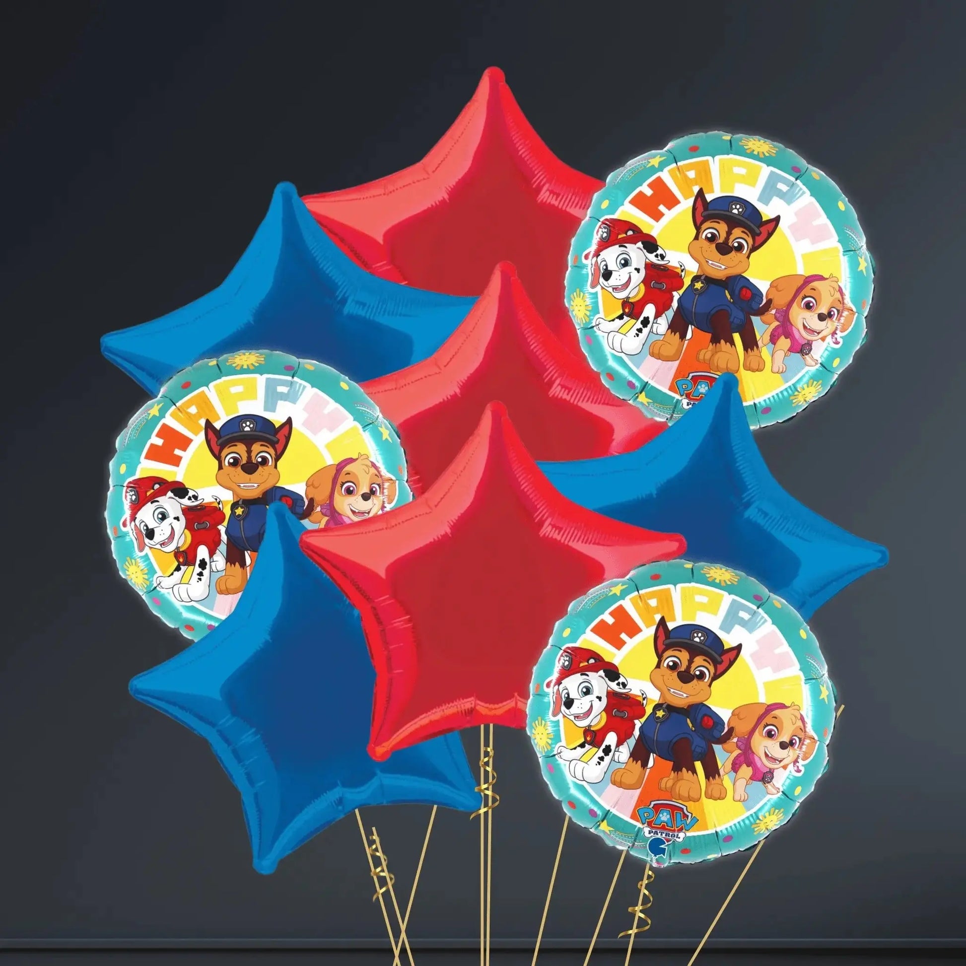 Paw Patrol Birthday Balloon – Single, 3, 6 or 9 Balloon Bouquet