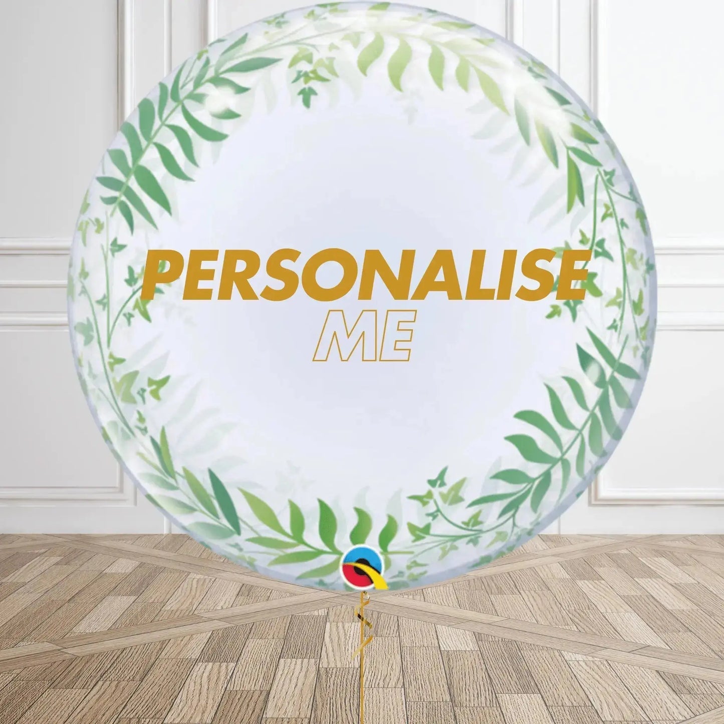Personalised Elegant Greenery Bubble Balloon - Customizable Inside Options | The Party Hut