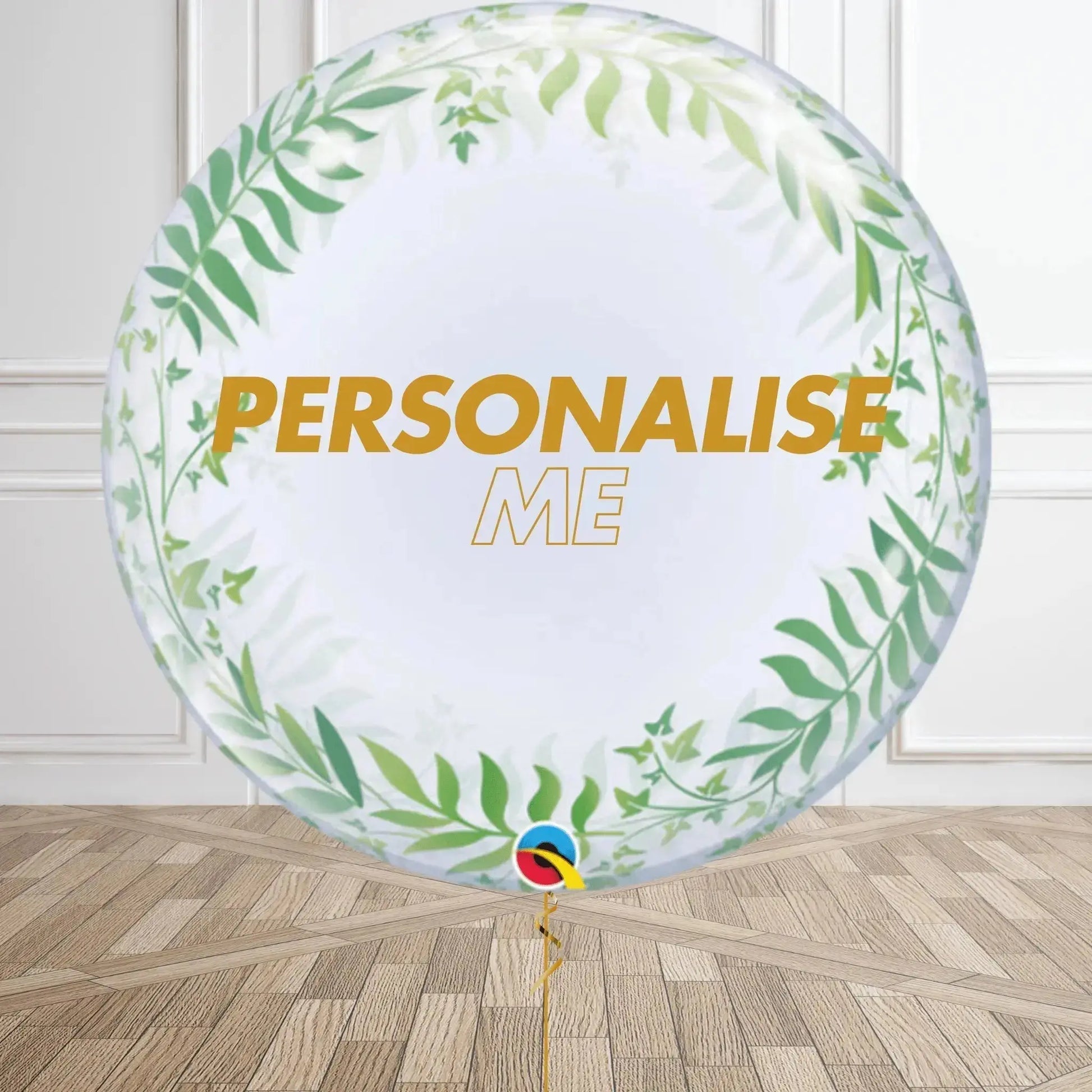 Personalised Elegant Greenery Bubble Balloon - Customizable Inside Options