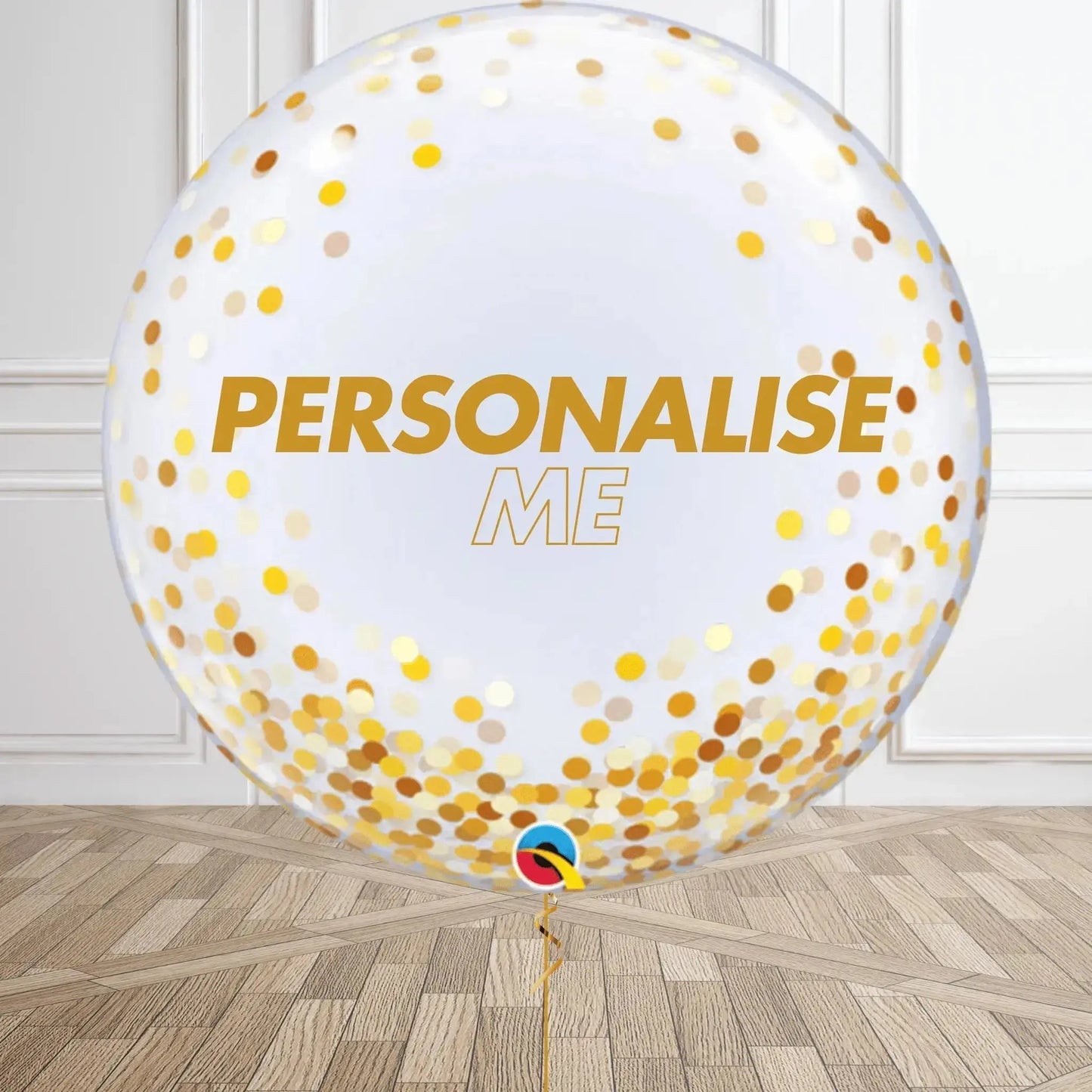 Personalised Gold Confetti Bubble Balloon - Customizable Inside Options | The Party Hut