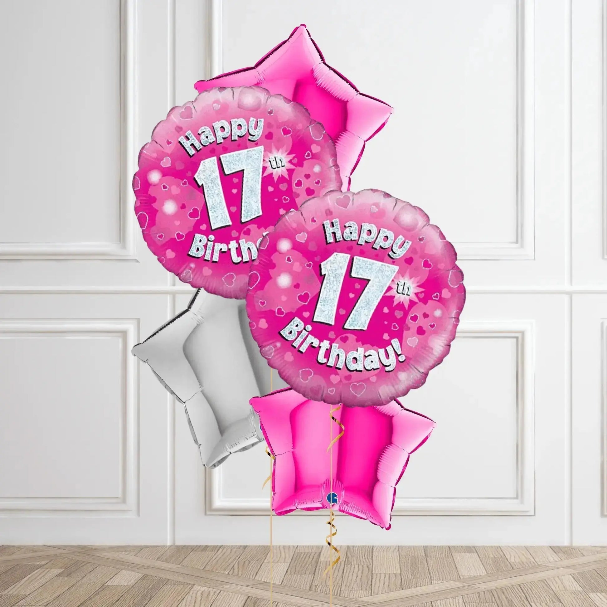 Pink Sparkle 17th Birthday Balloon Bouquet