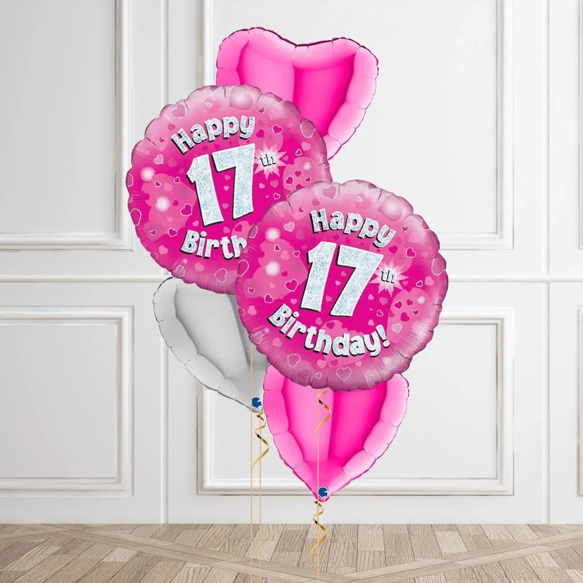 Pink Sparkle 17th Birthday Balloon Bouquet
