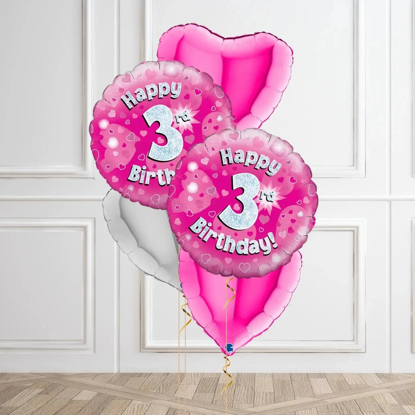 Pink Sparkle 3rd Birthday Balloon Bouquet | The Party Hut
