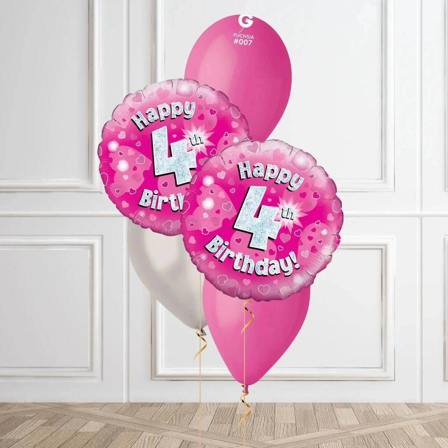 Pink Sparkle 4th Birthday Balloon Bouquet | The Party Hut