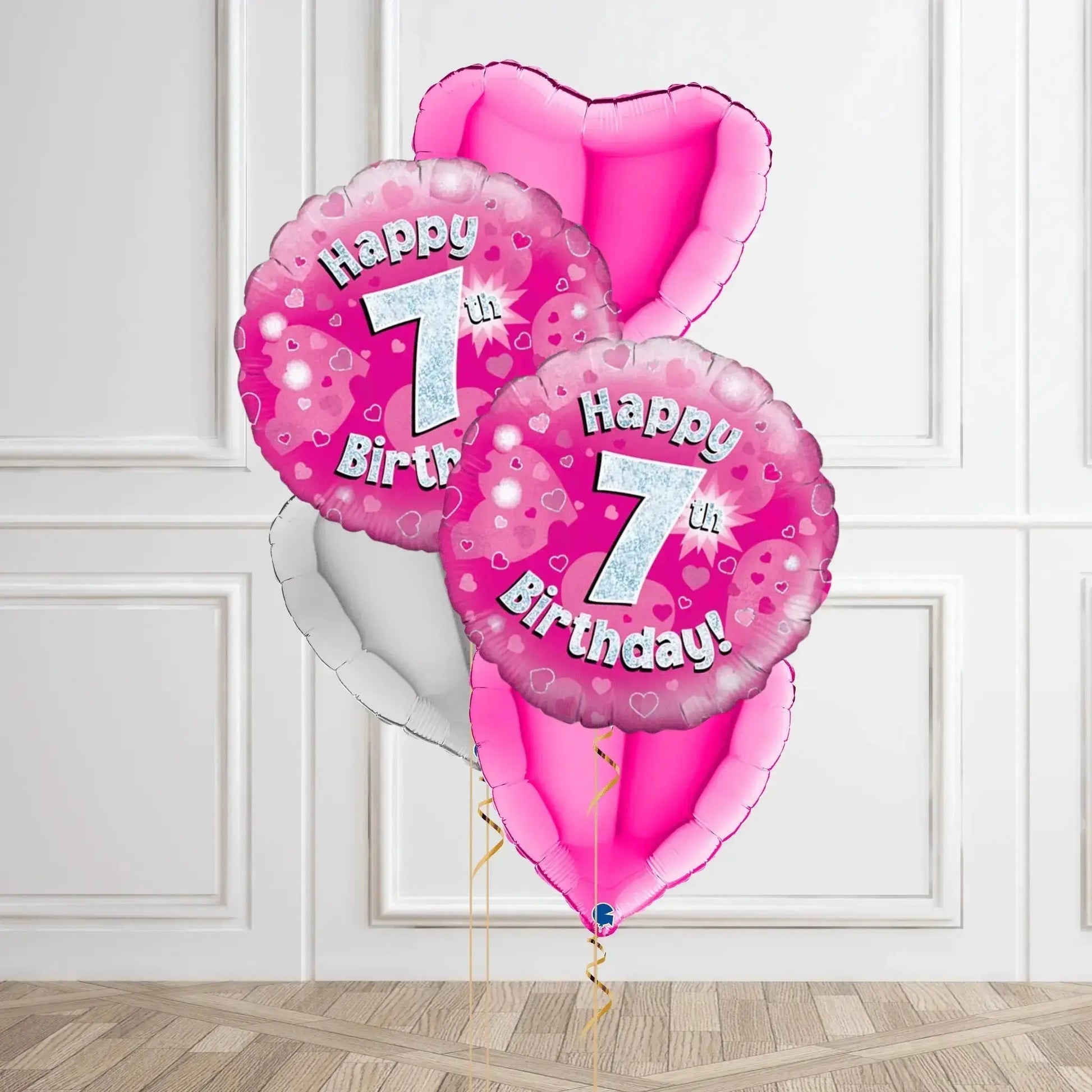 Pink Sparkle 7th Birthday Balloon Bouquet