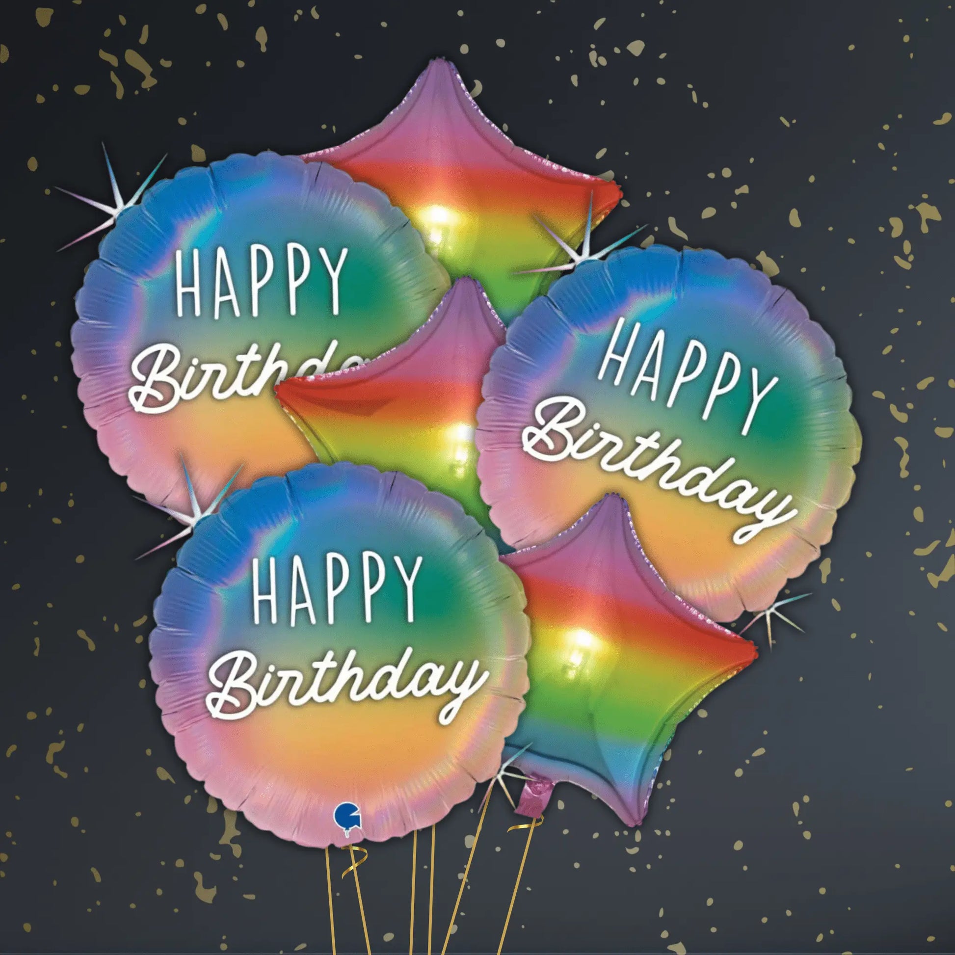 Happy Birthday Rainbow Balloon Package - Helium Filled