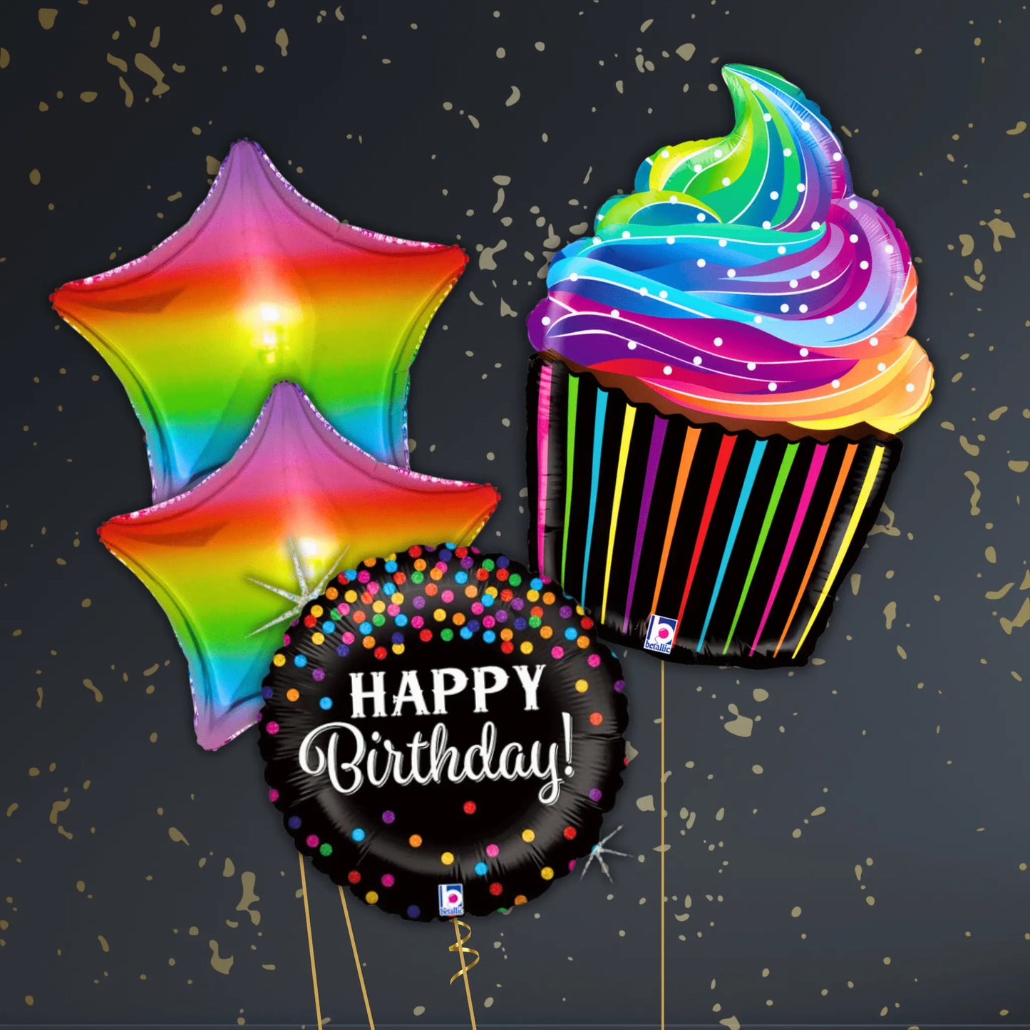 22" Rainbow Cupcake Foil Balloon – Single or Balloon Bouquet | The Party Hut