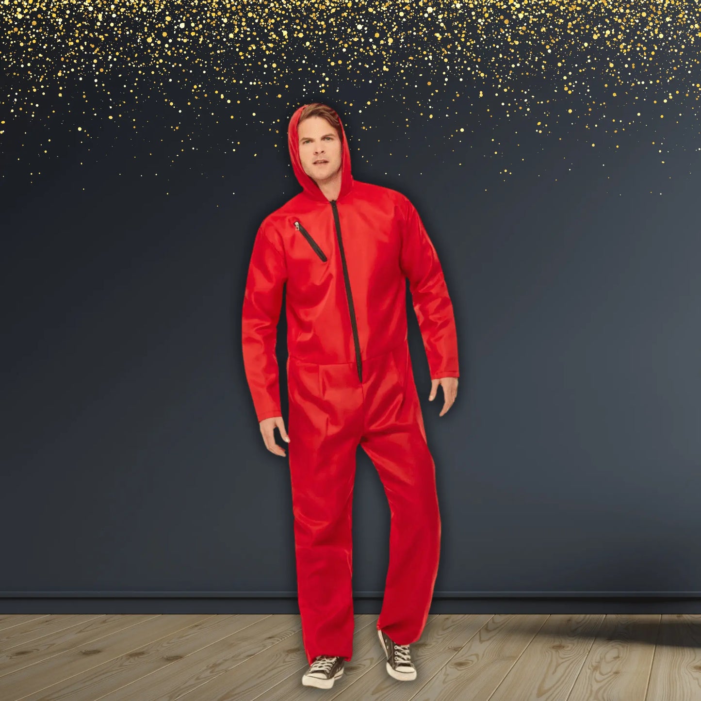 Red Bank Robber Jumpsuit Costume - Zipped All - in - One Fancy Dress | The Party Hut