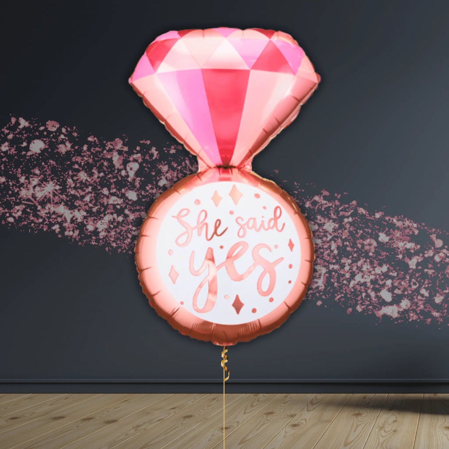 28" She Said Yes Ring Foil Balloon – Single or with Team Bride Balloon Bouquet | The Party Hut