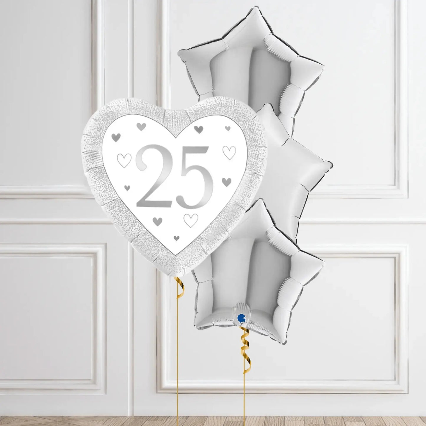 Silver 25th Anniversary Balloon Bouquet | The Party Hut