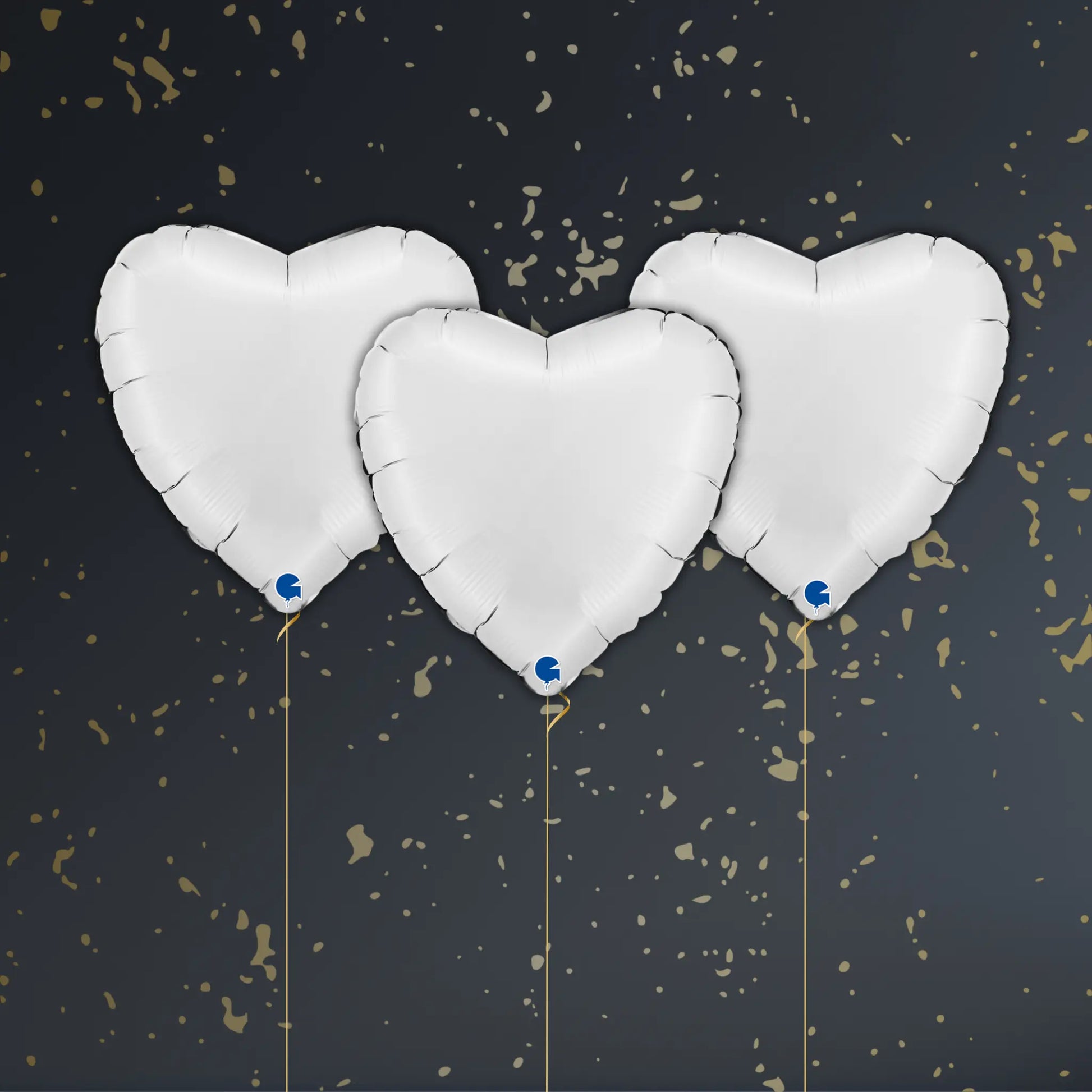 White Heart Balloon Package - Helium Filled