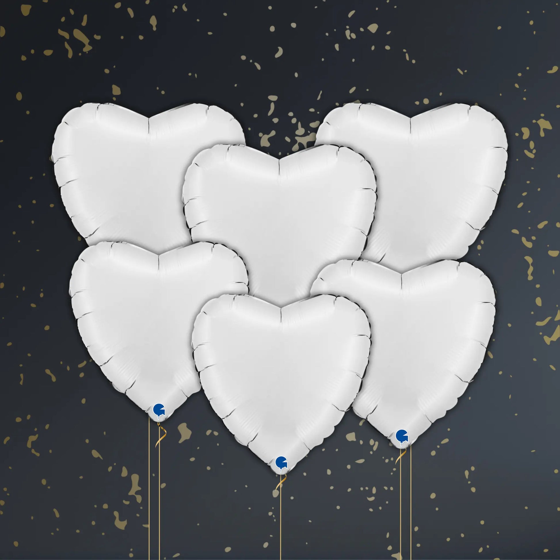 White Heart Balloon Package - Helium Filled