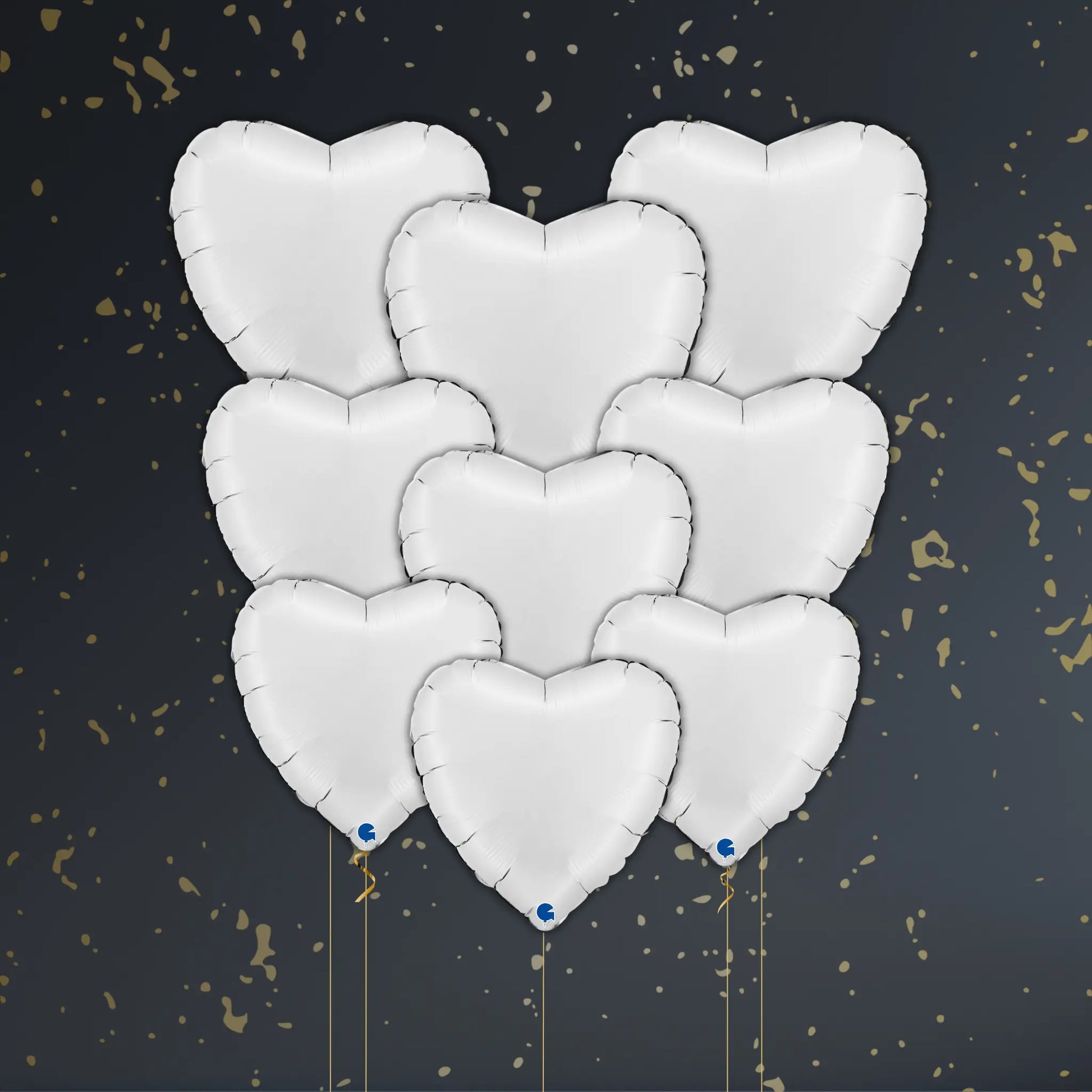 White Heart Balloon Package - Helium Filled