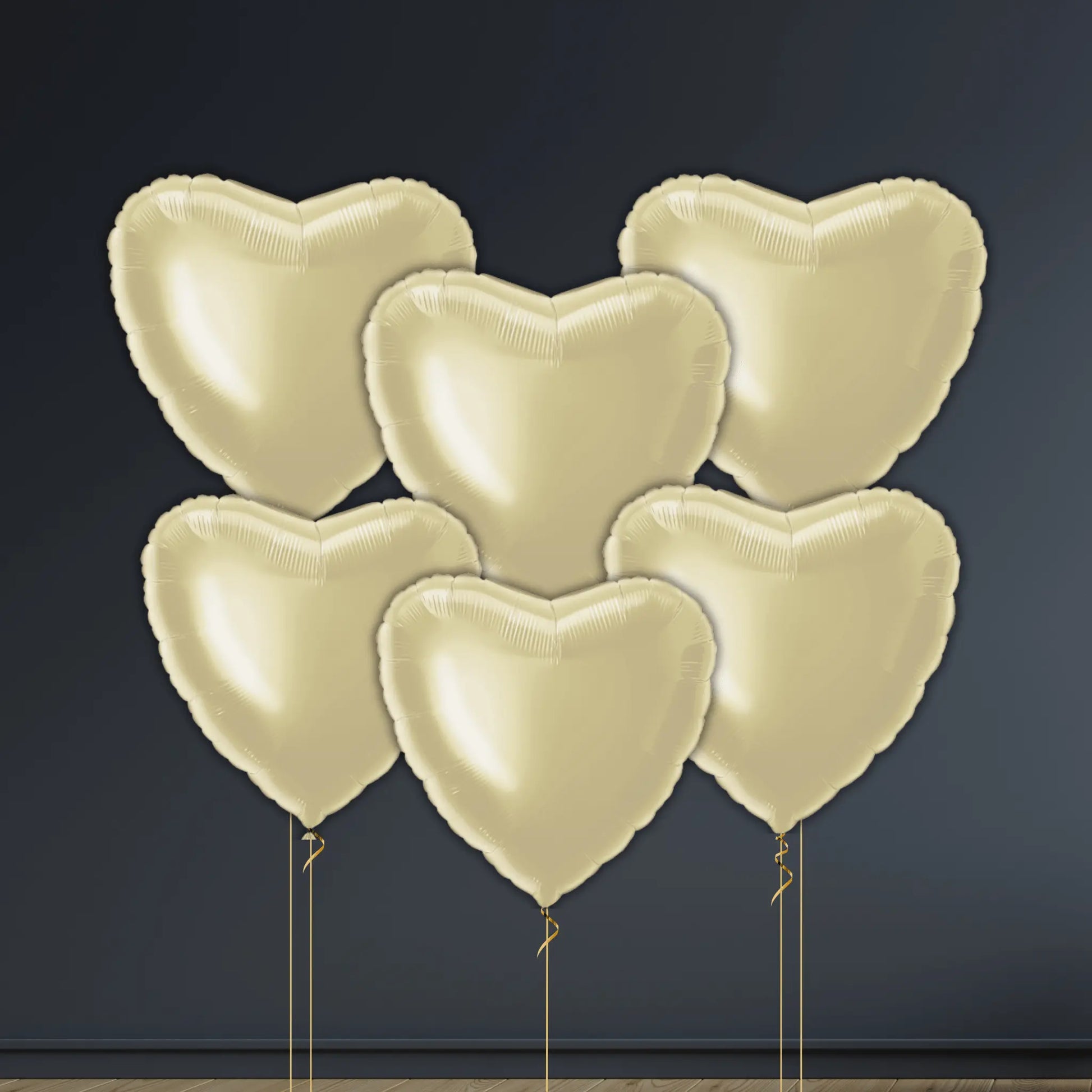 Silk Gold Heart Balloon Package - Helium Filled