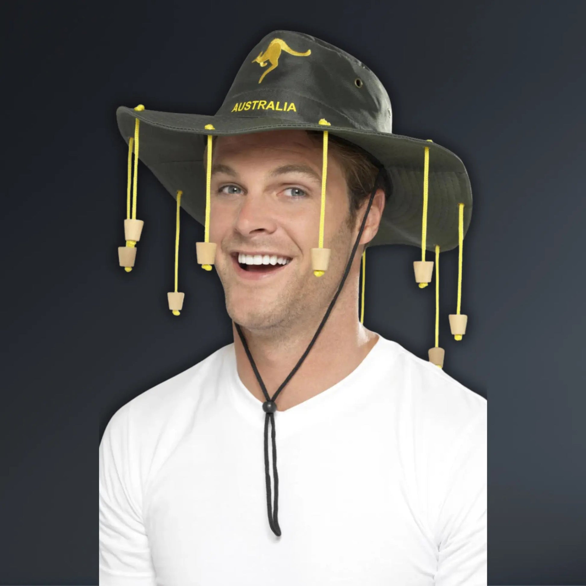 Australian Hat, Green – Bushman Fancy Dress Hat with Corks