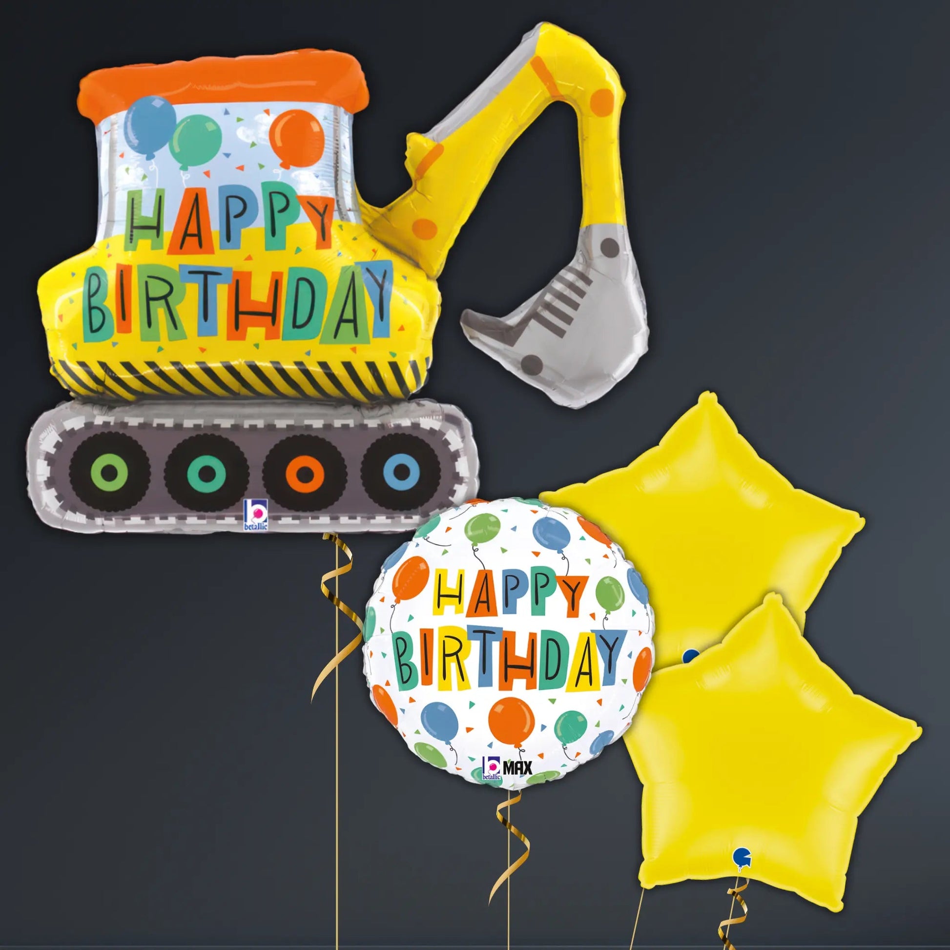 Birthday Construction Digger Balloon Package – 31" Helium Filled