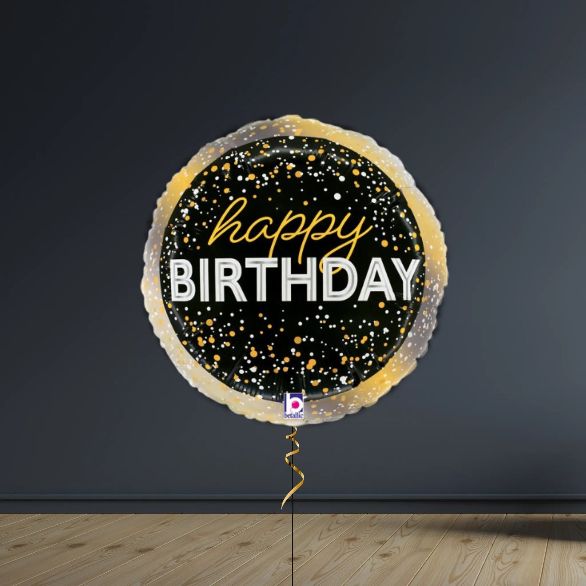 Black & Gold Birthday Balloon Bunch | Helium-Filled