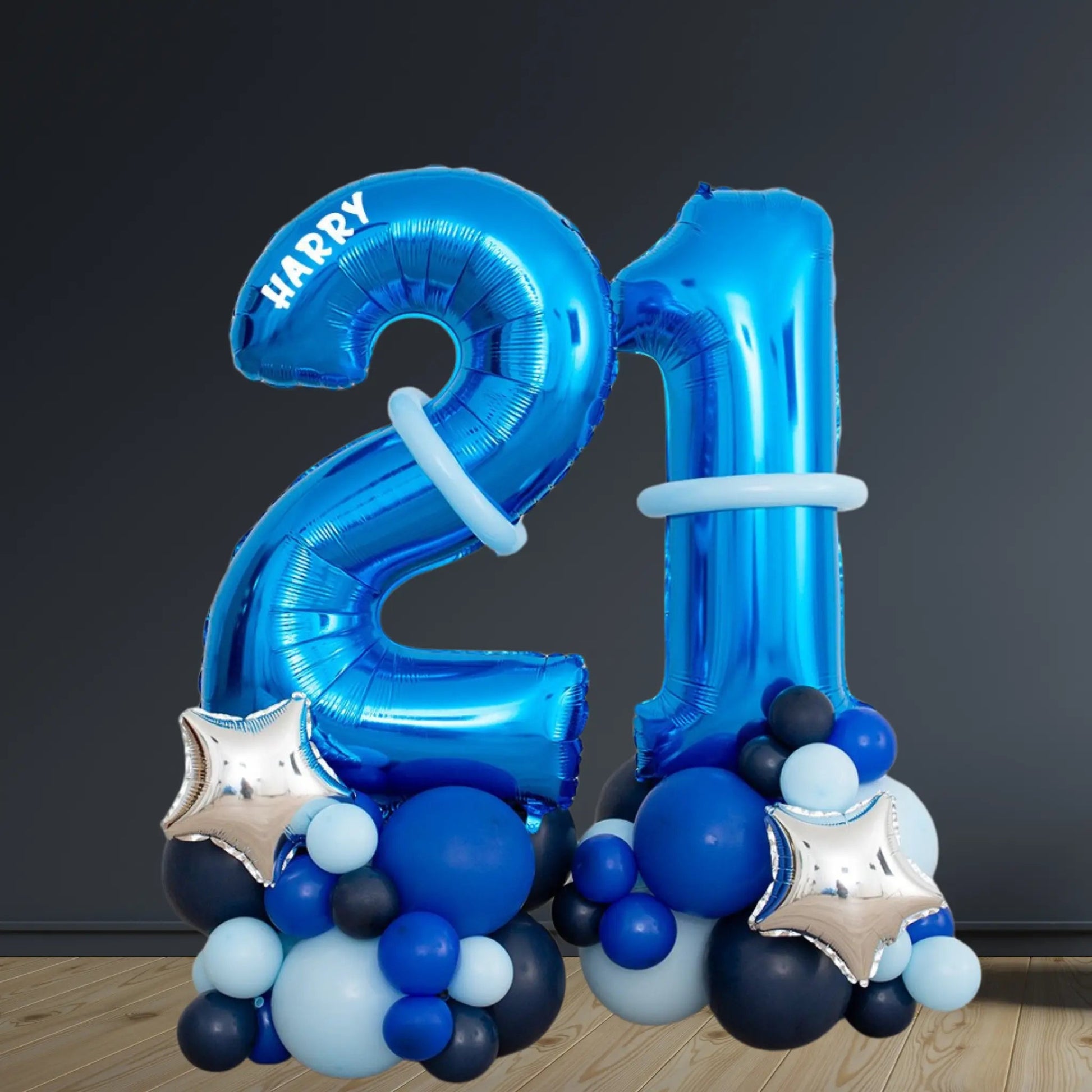 Blue Number Balloon Stack | Ages 16 to 90 Party Decor